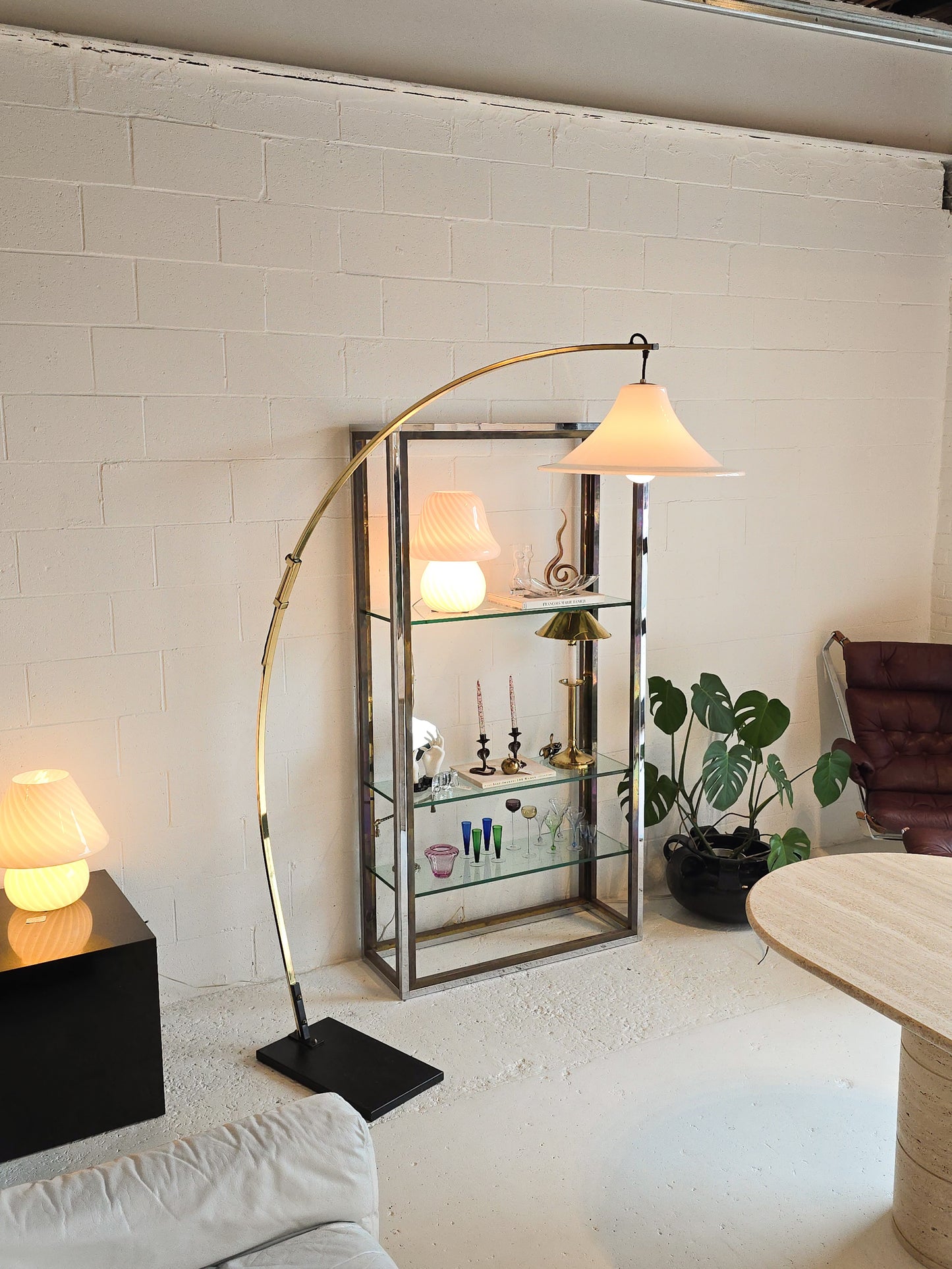 Brass Adjustable Arc Floor Lamp