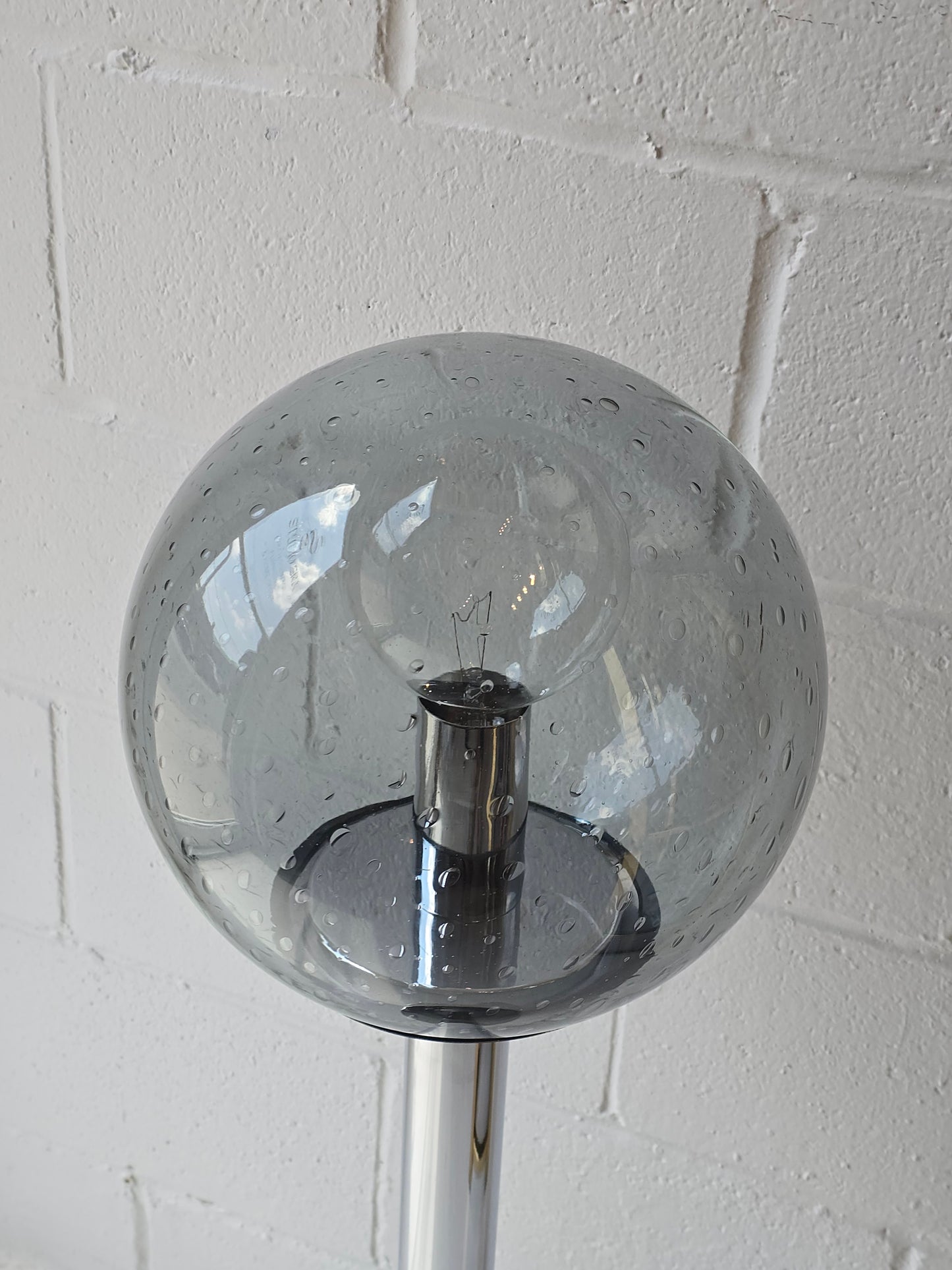 Glass Globe and Chrome Lamp