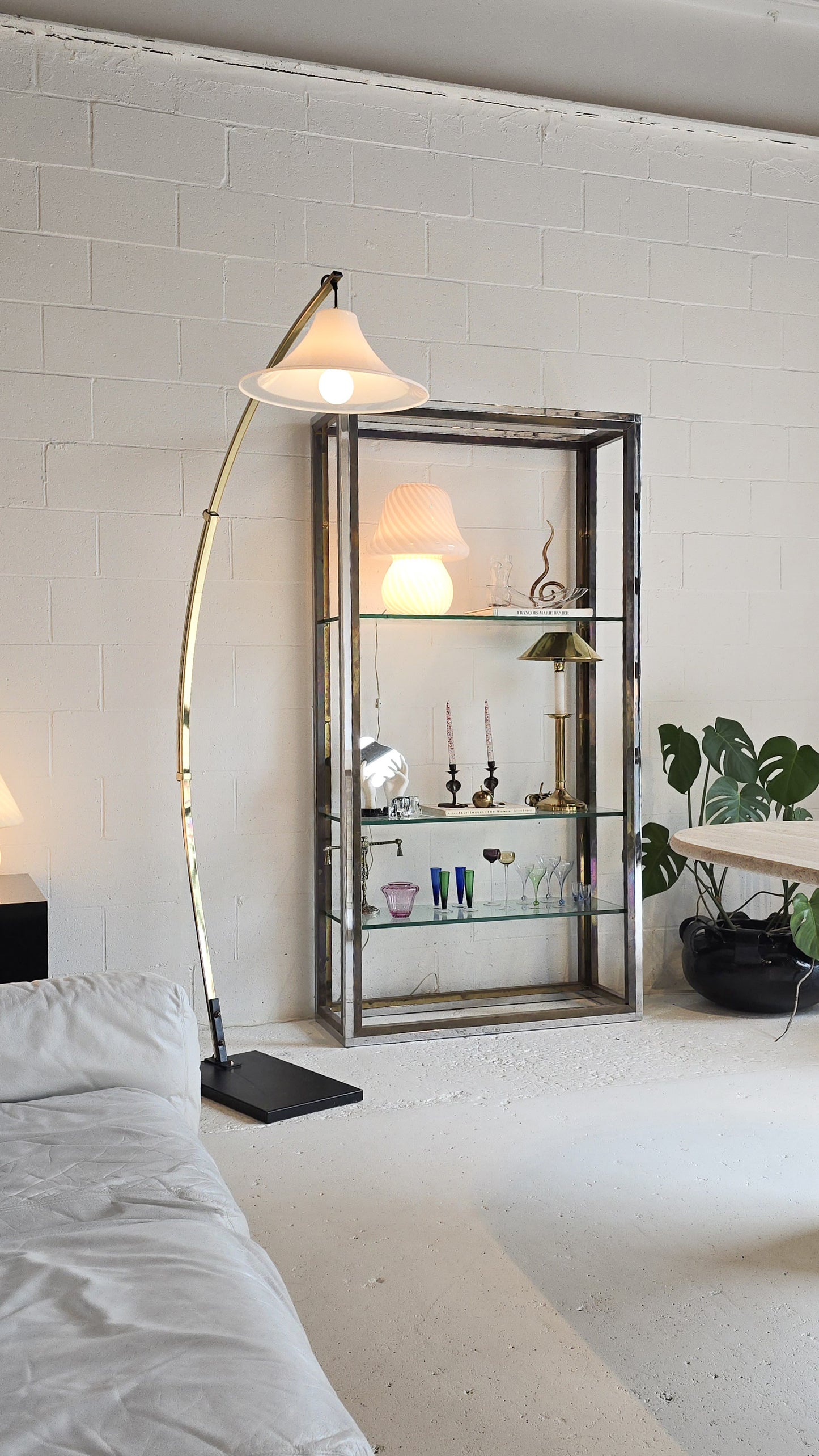 Brass Adjustable Arc Floor Lamp