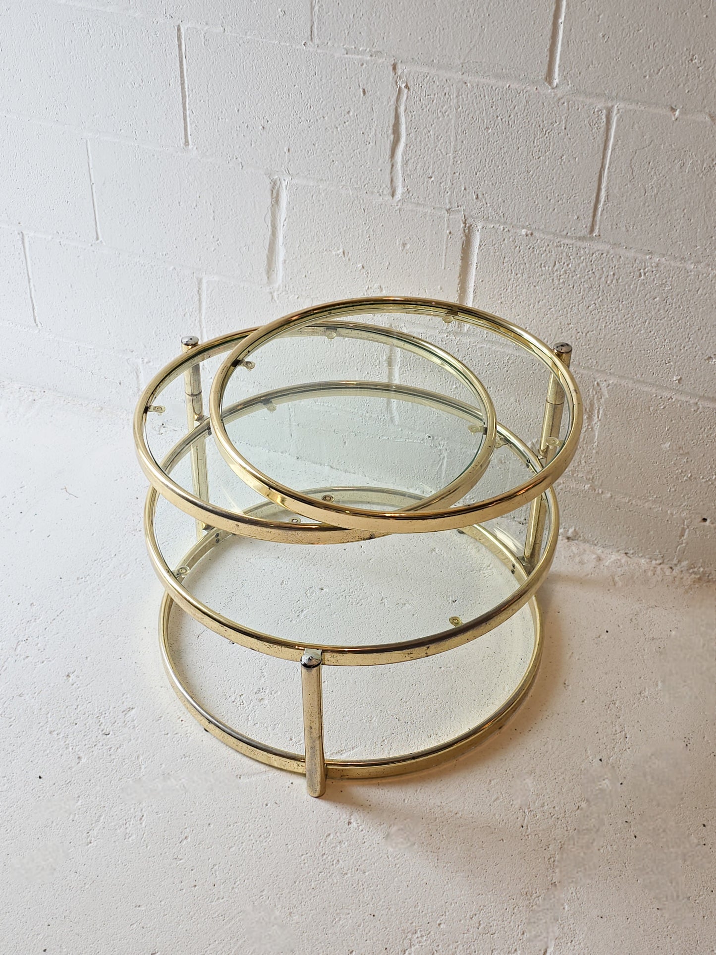 Brass and Glass Swivel Coffee Table