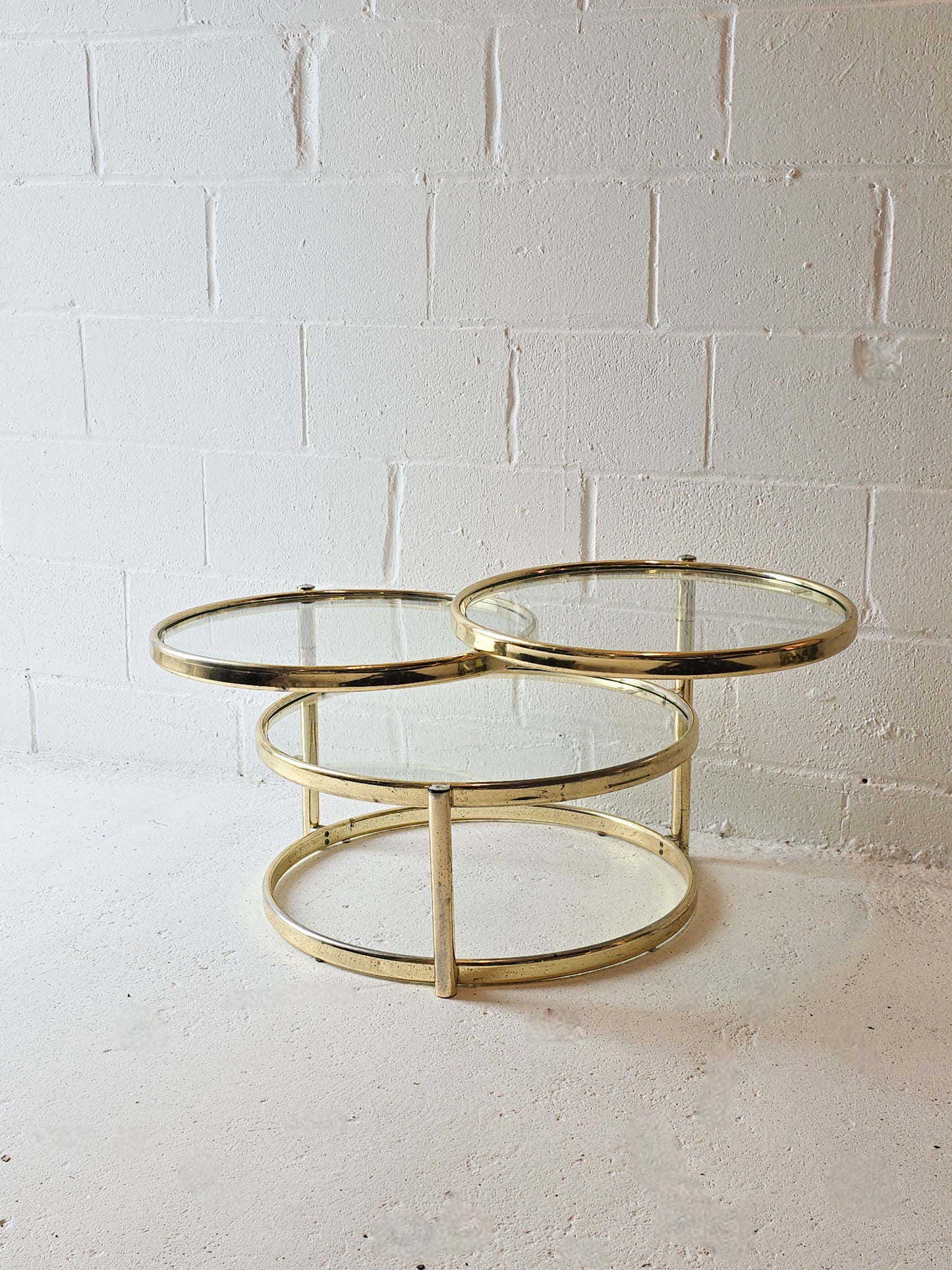 Brass and Glass Swivel Coffee Table