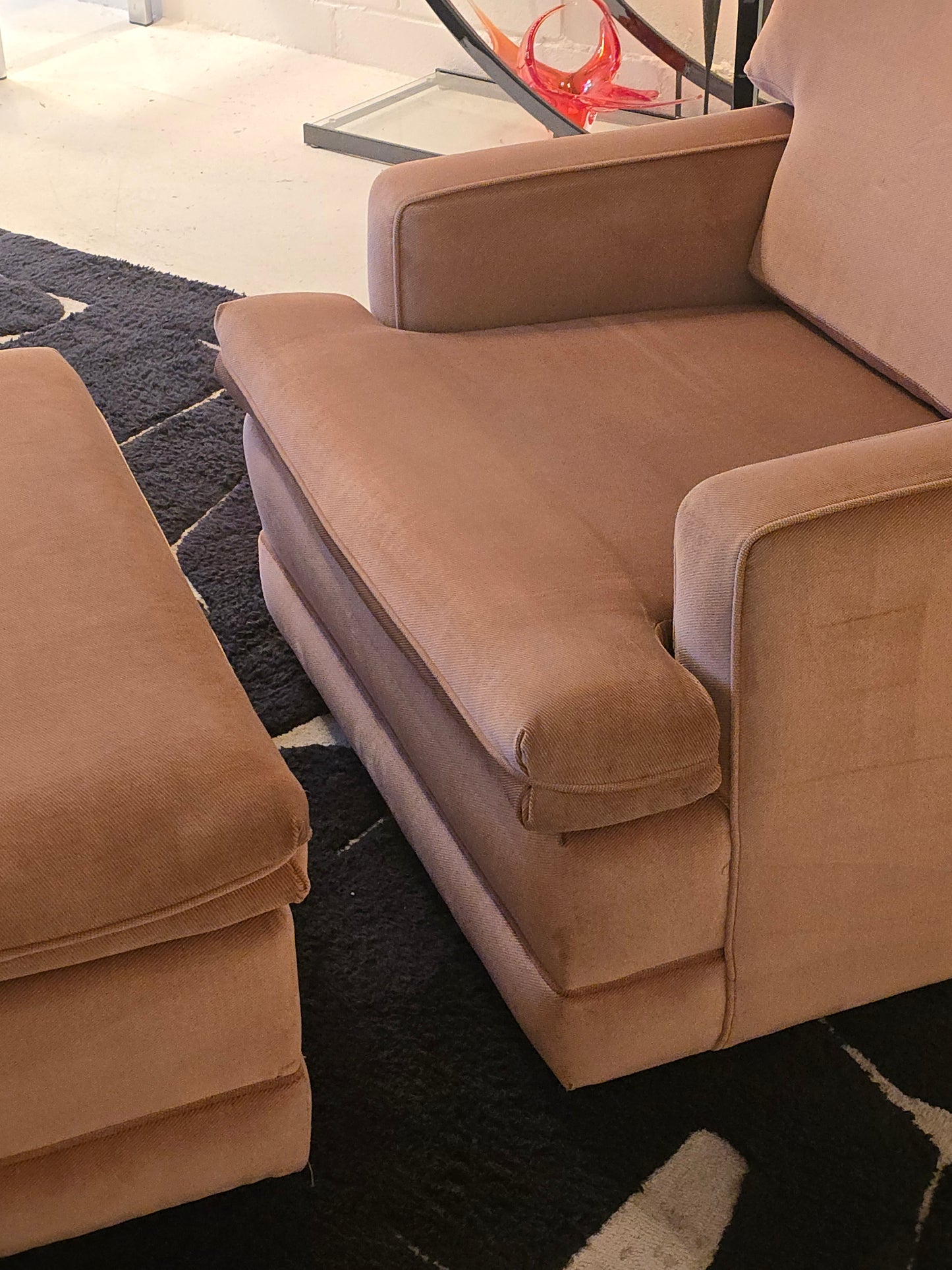 1980s Pink Lounge Chair and Ottoman