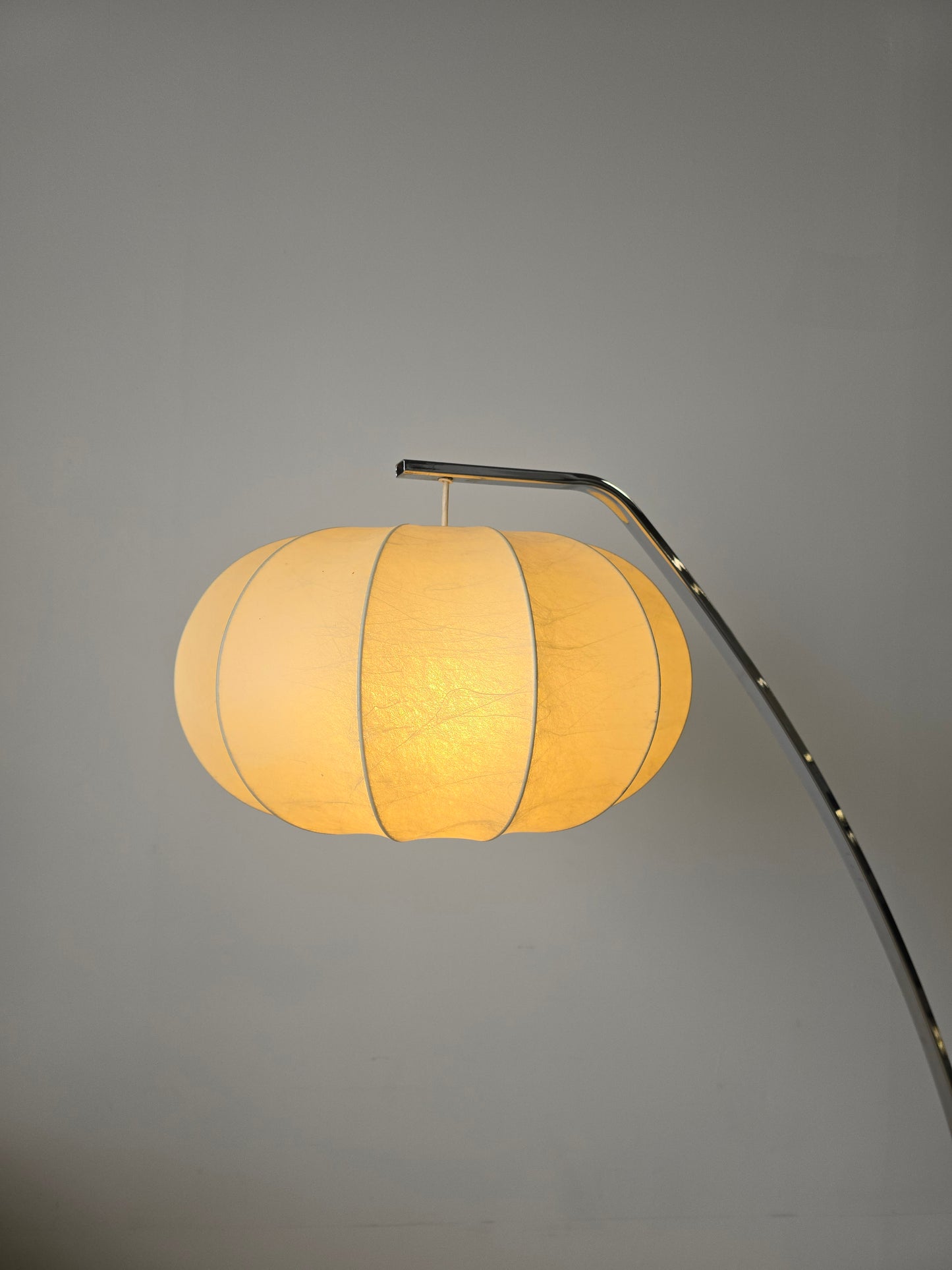 Arc Chrome Floor Lamp with Cocoon Shade