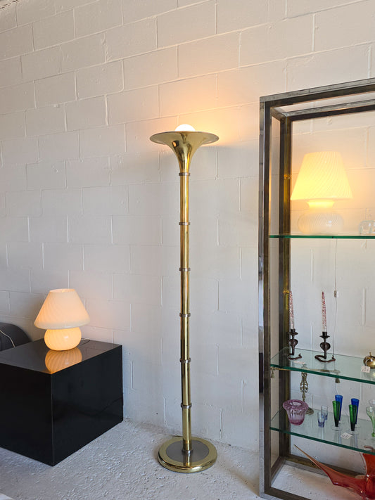 Torchiere Brass and Chrome Floor Lamp
