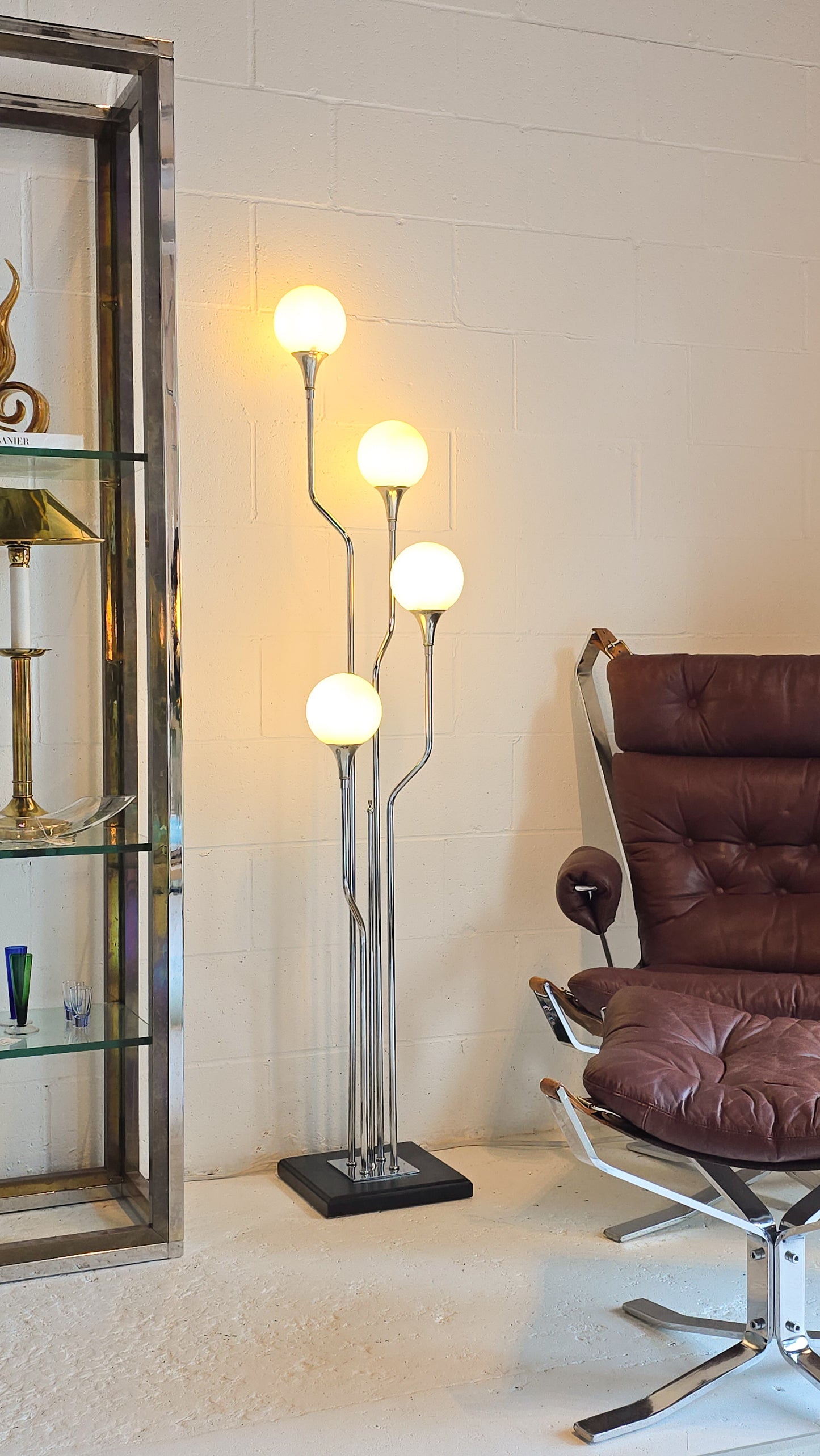 Chrome Floor Lamp Attributed to Reggiani