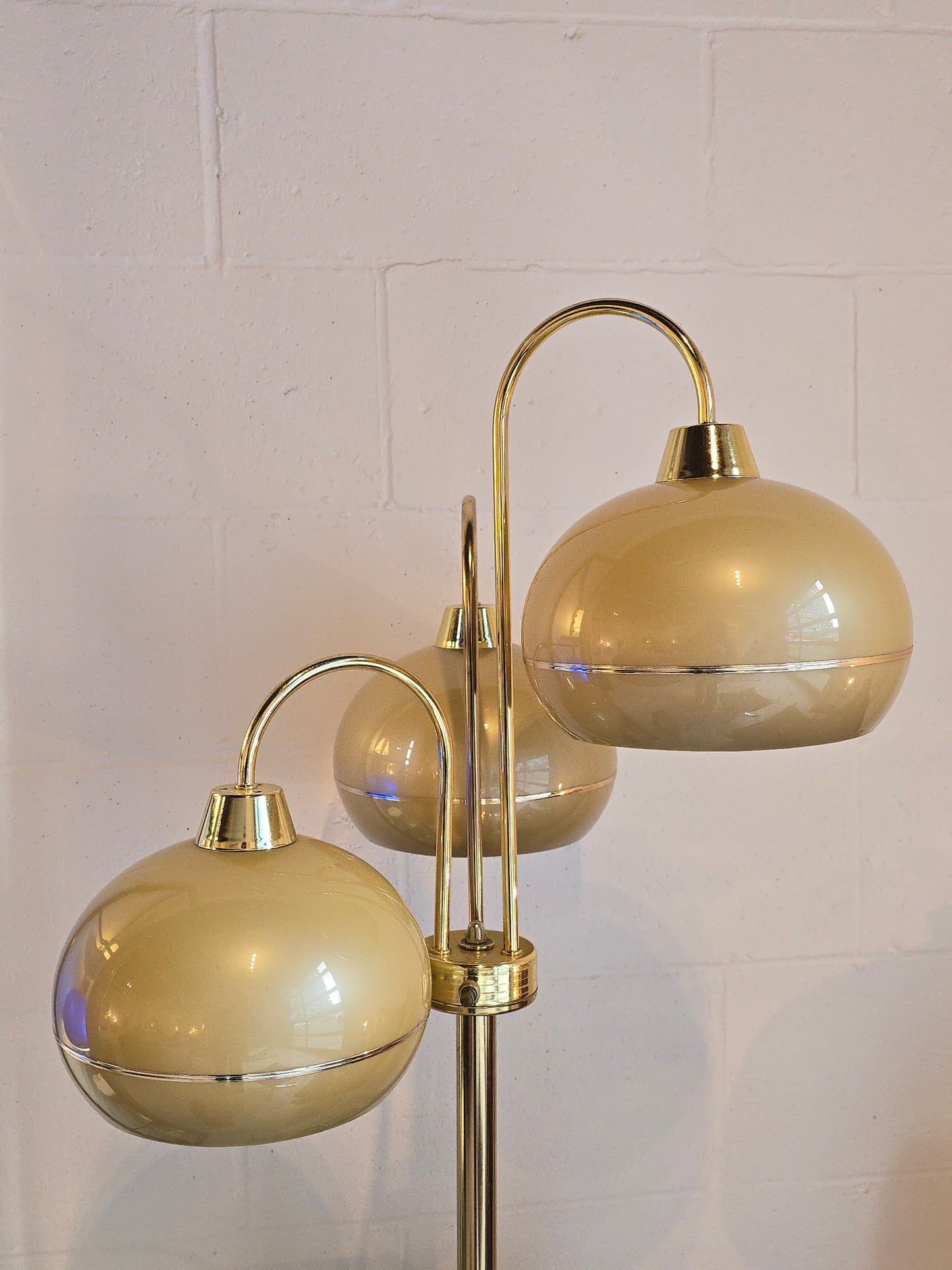 Vintage Brass Three Shade Table Lamp