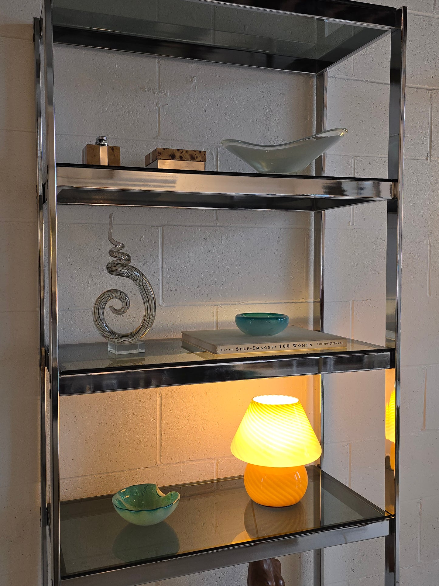 Chrome and Tinted Glass Shelf