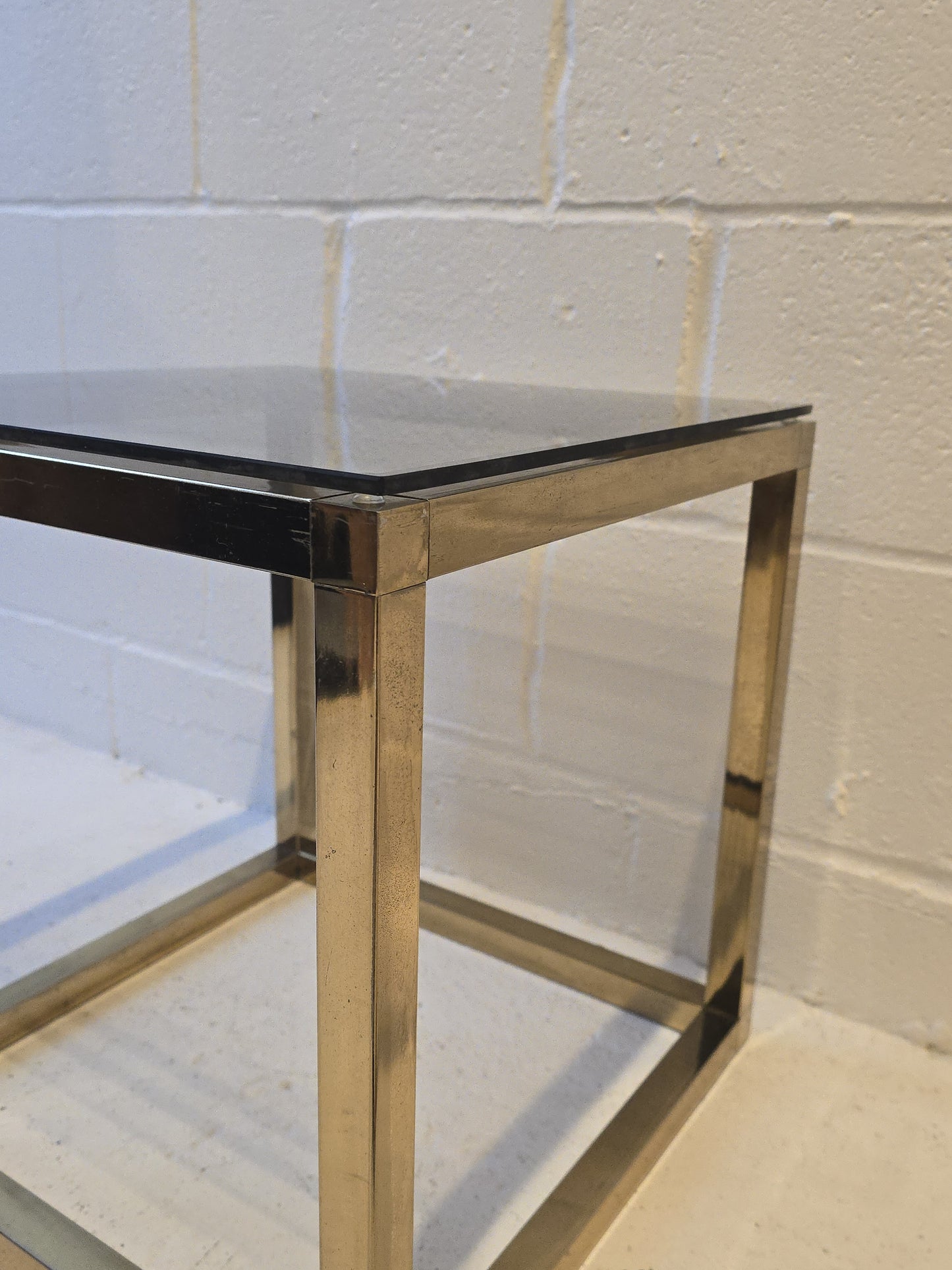 Brass and Tinted Glass Tables