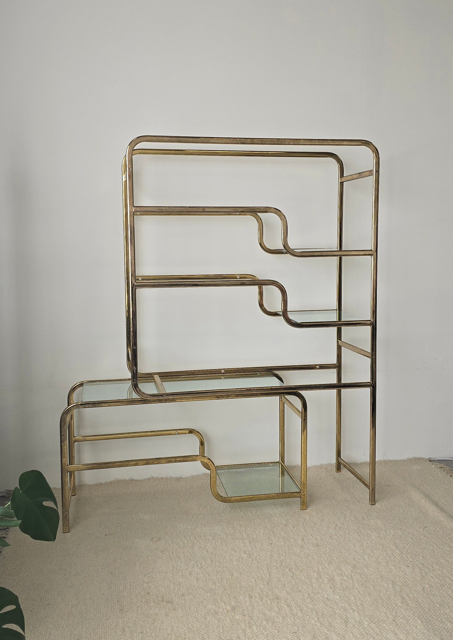 Brass & Glass Expandable Etagere