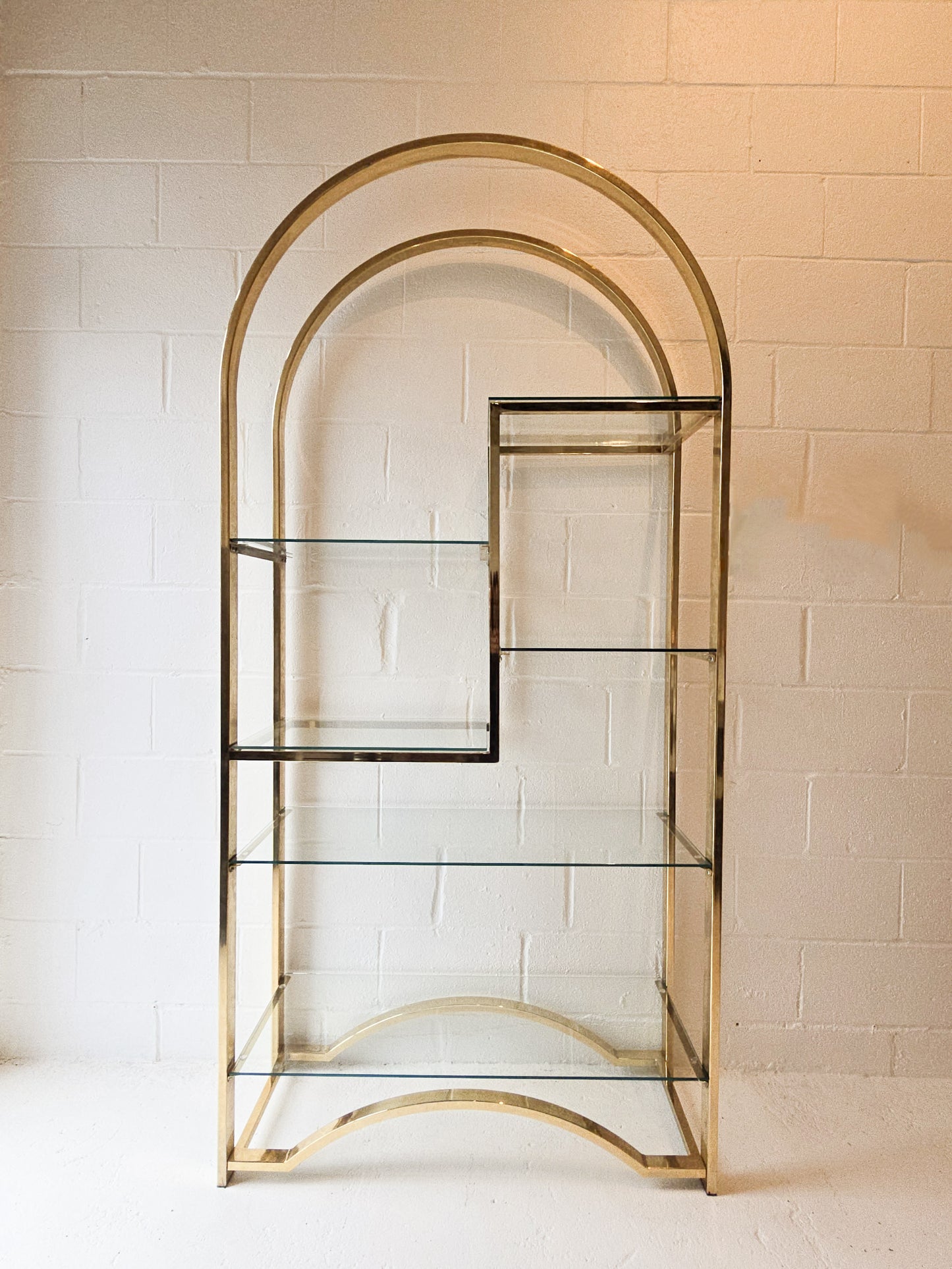 Brass and Glass Arch Etagere