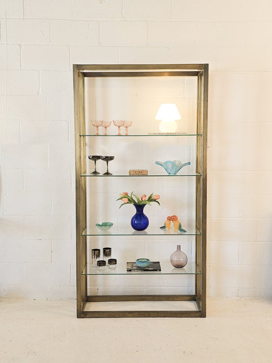 Brushed Brass and Glass Etagere