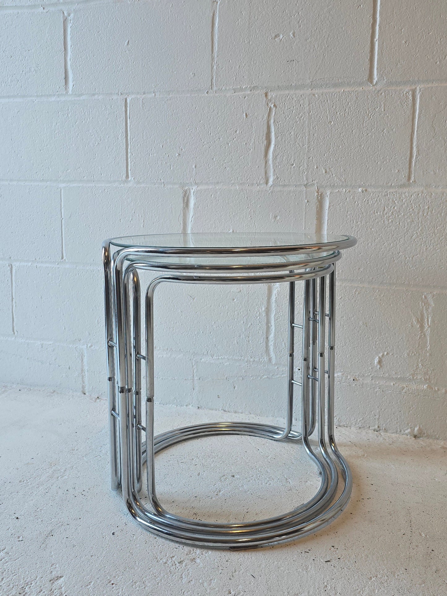 Chrome and Glass Nesting Tables