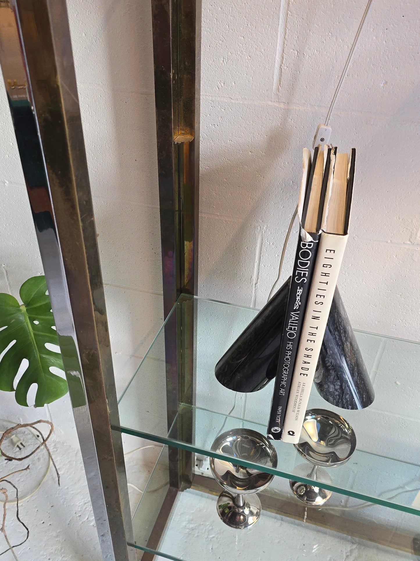 Chrome & Brass Shelving Unit Attr to Renato Zevi