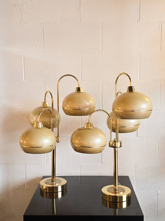 Vintage Brass Three Shade Table Lamp