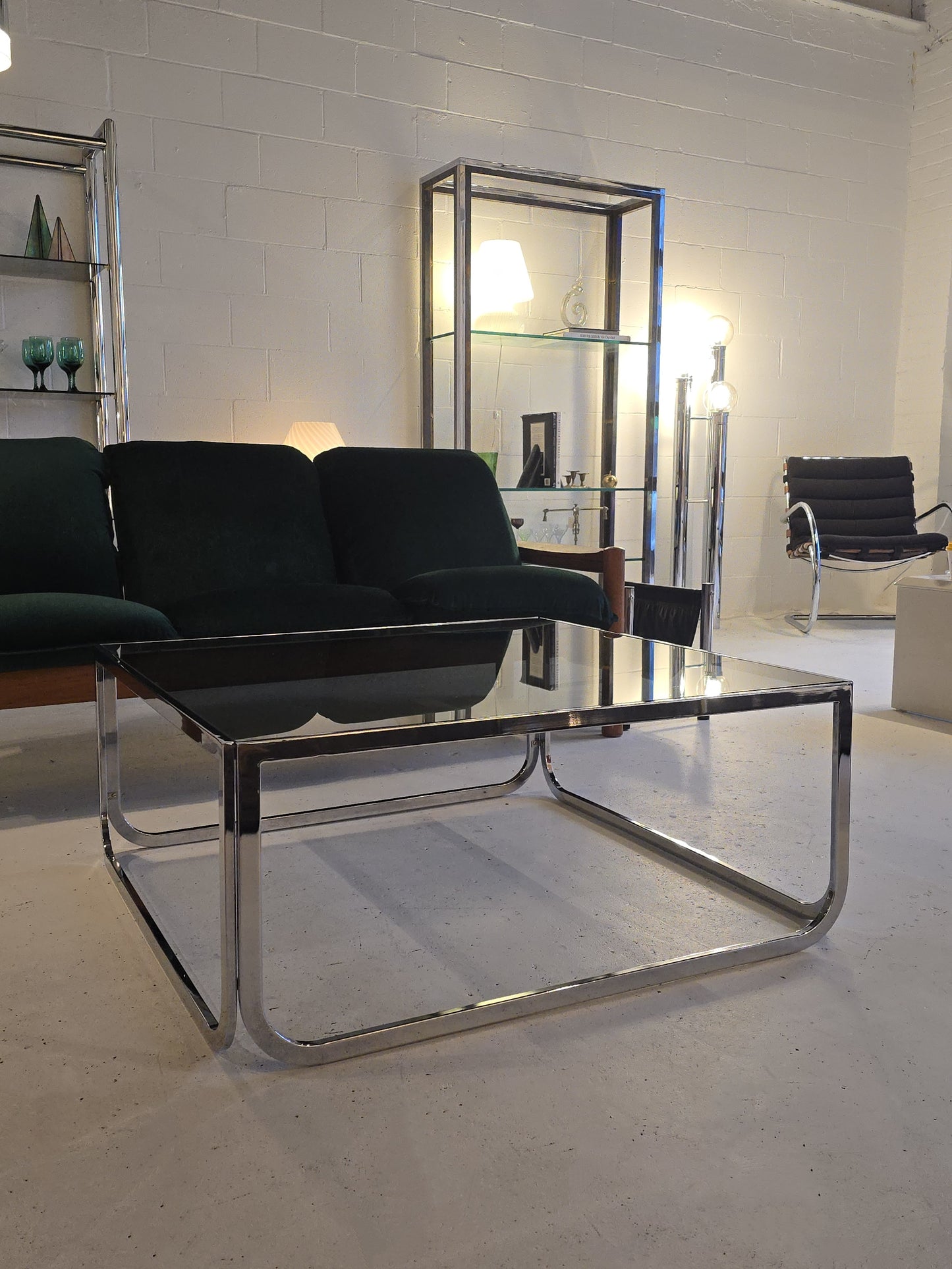 Chrome and Tinted Glass Coffee Table