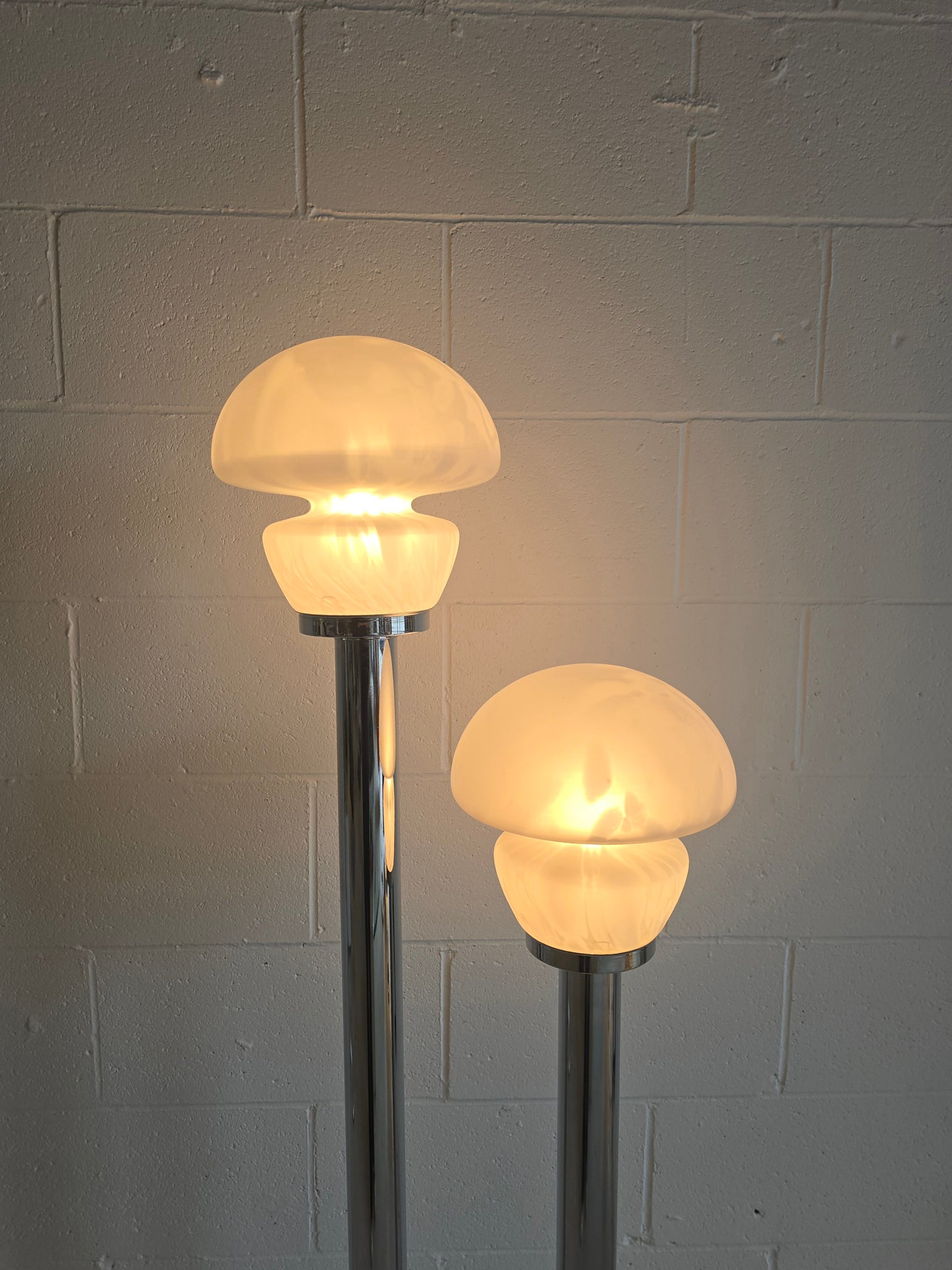 Tubular Chrome and Murano Glass Floor Lamp