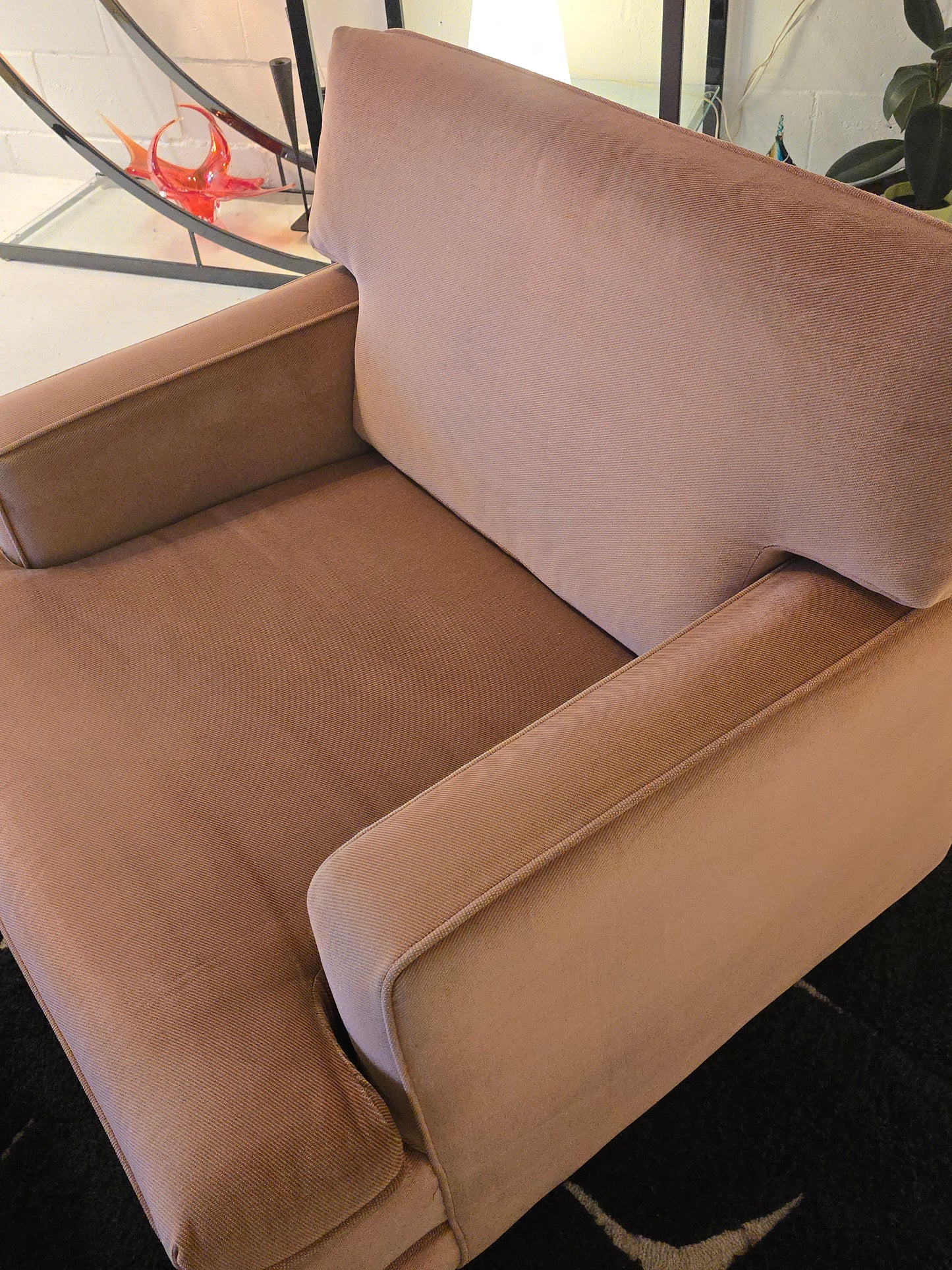 1980s Pink Lounge Chair and Ottoman