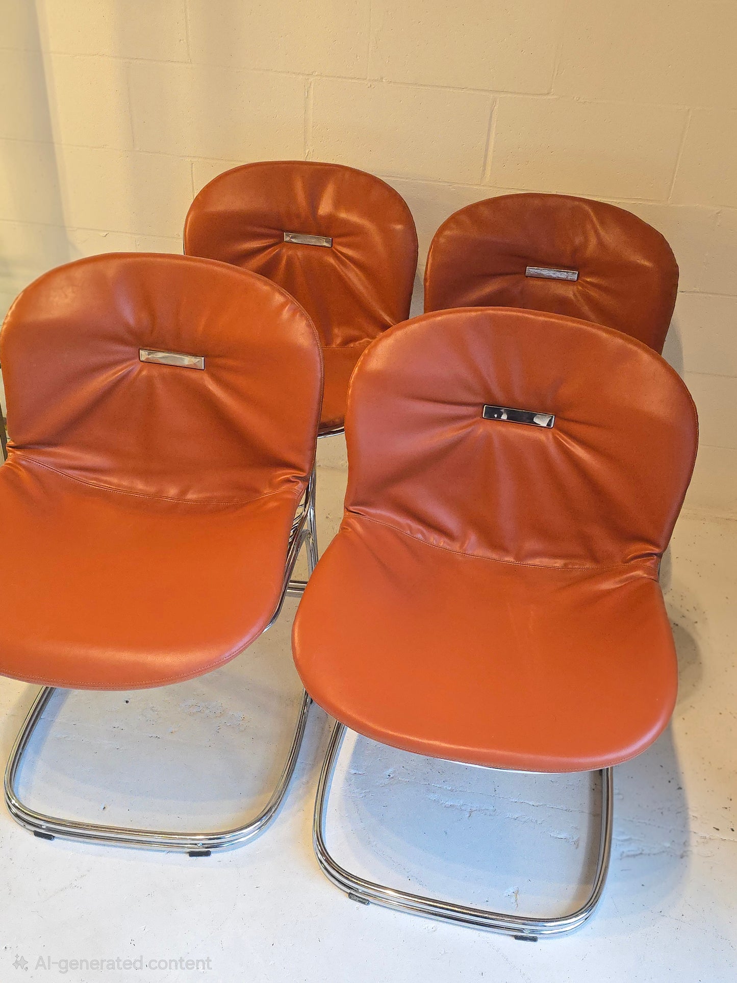 Set of Four Chrome Chairs Attr Gastone Rinaldi