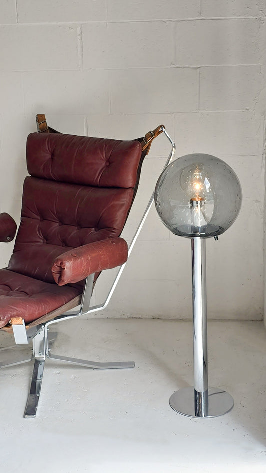 Glass Globe and Chrome Lamp