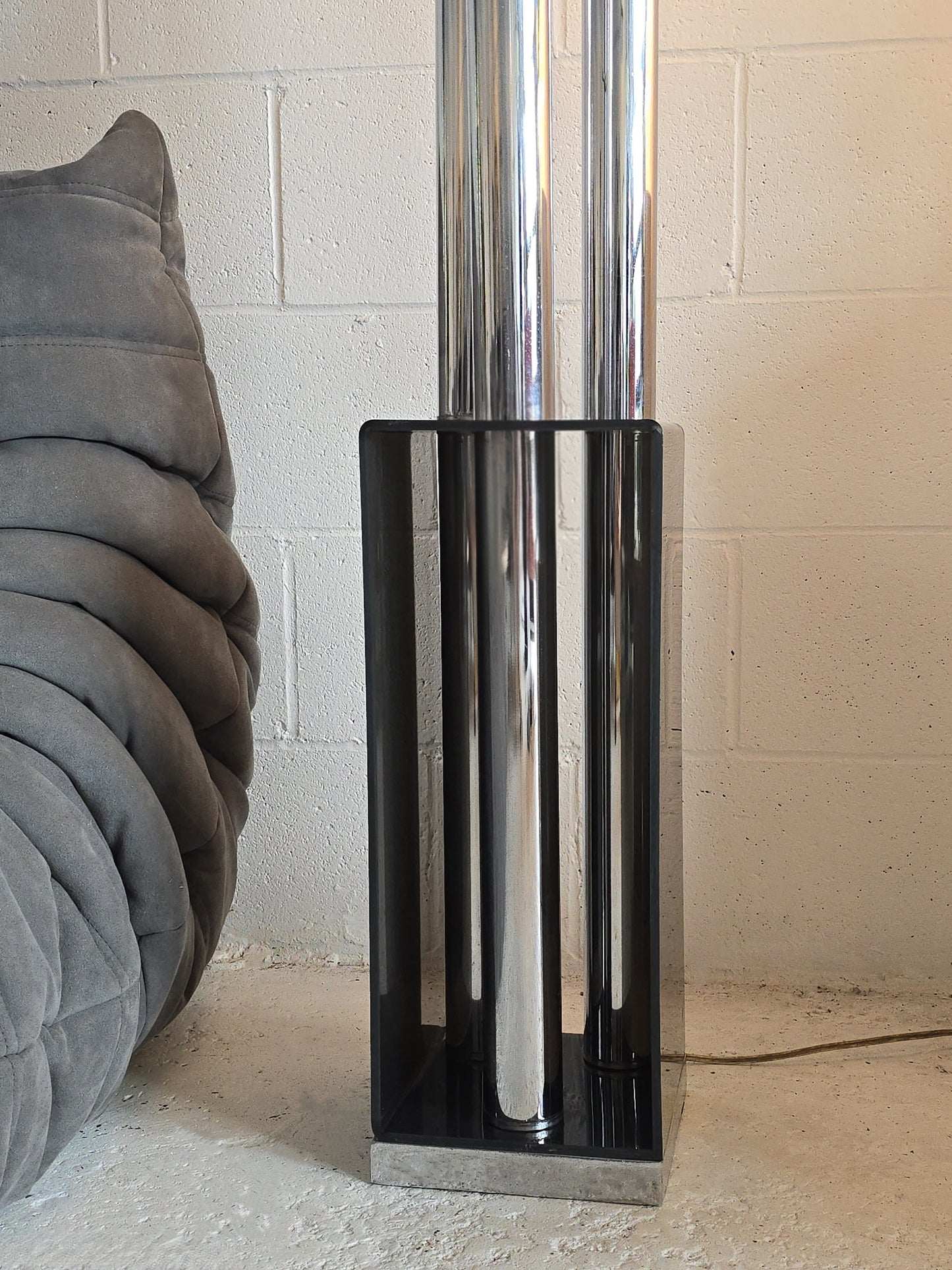 Tubular Chrome and Lucite Floor Lamp