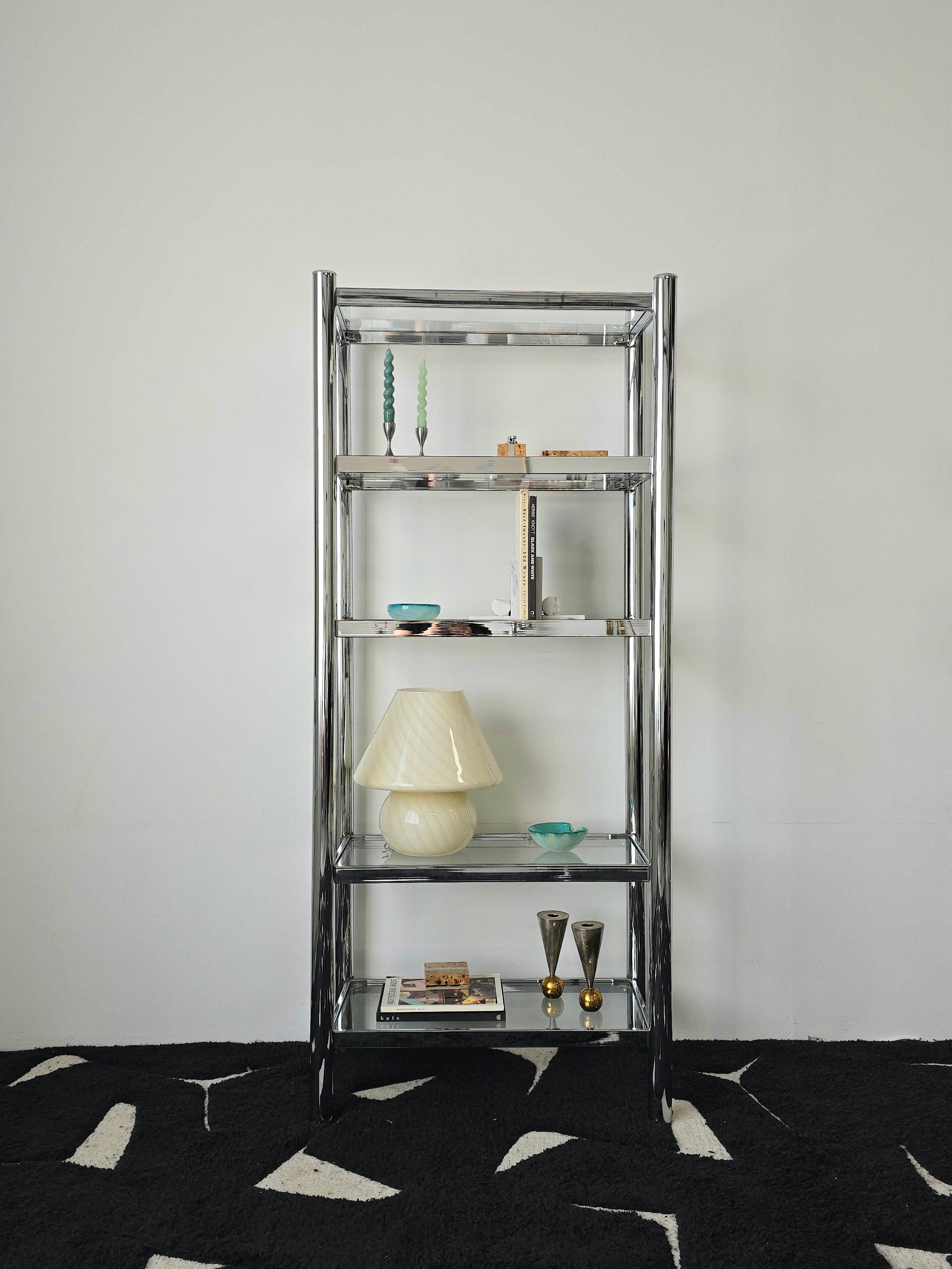 Tubular Chrome and Glass Shelving Unit – Studio Era