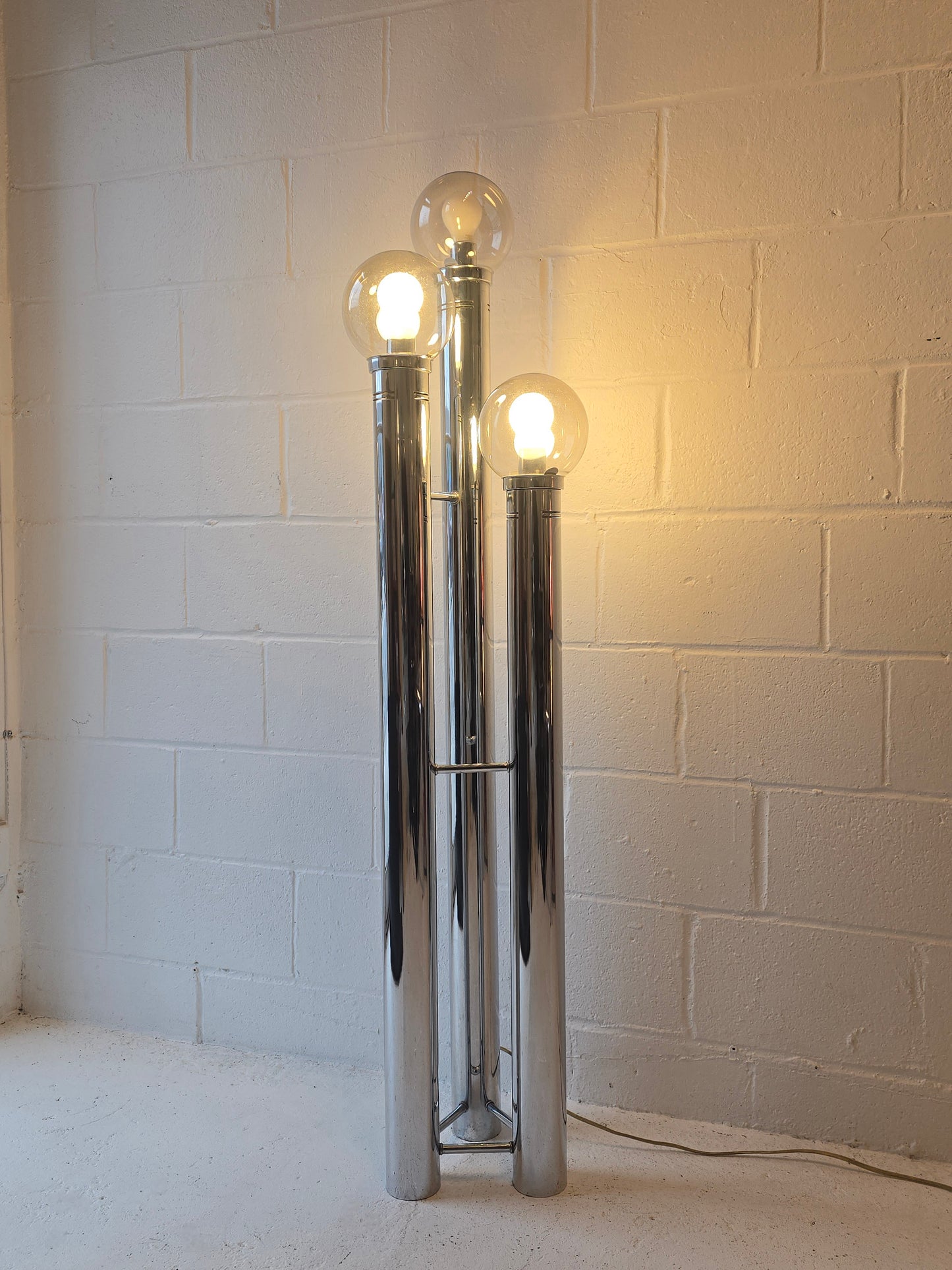 Glass and Chrome Floor Lamp