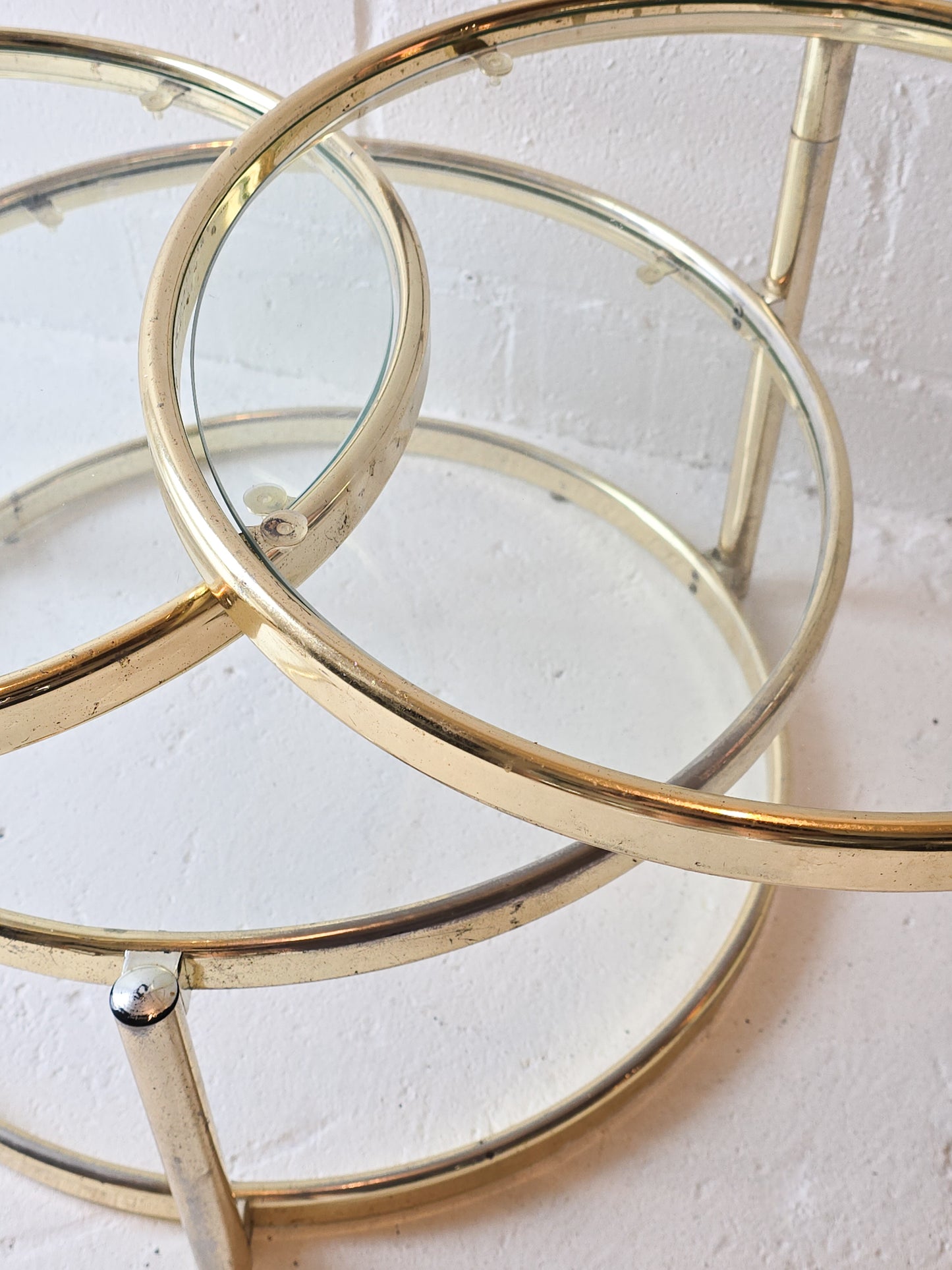 Brass and Glass Swivel Coffee Table