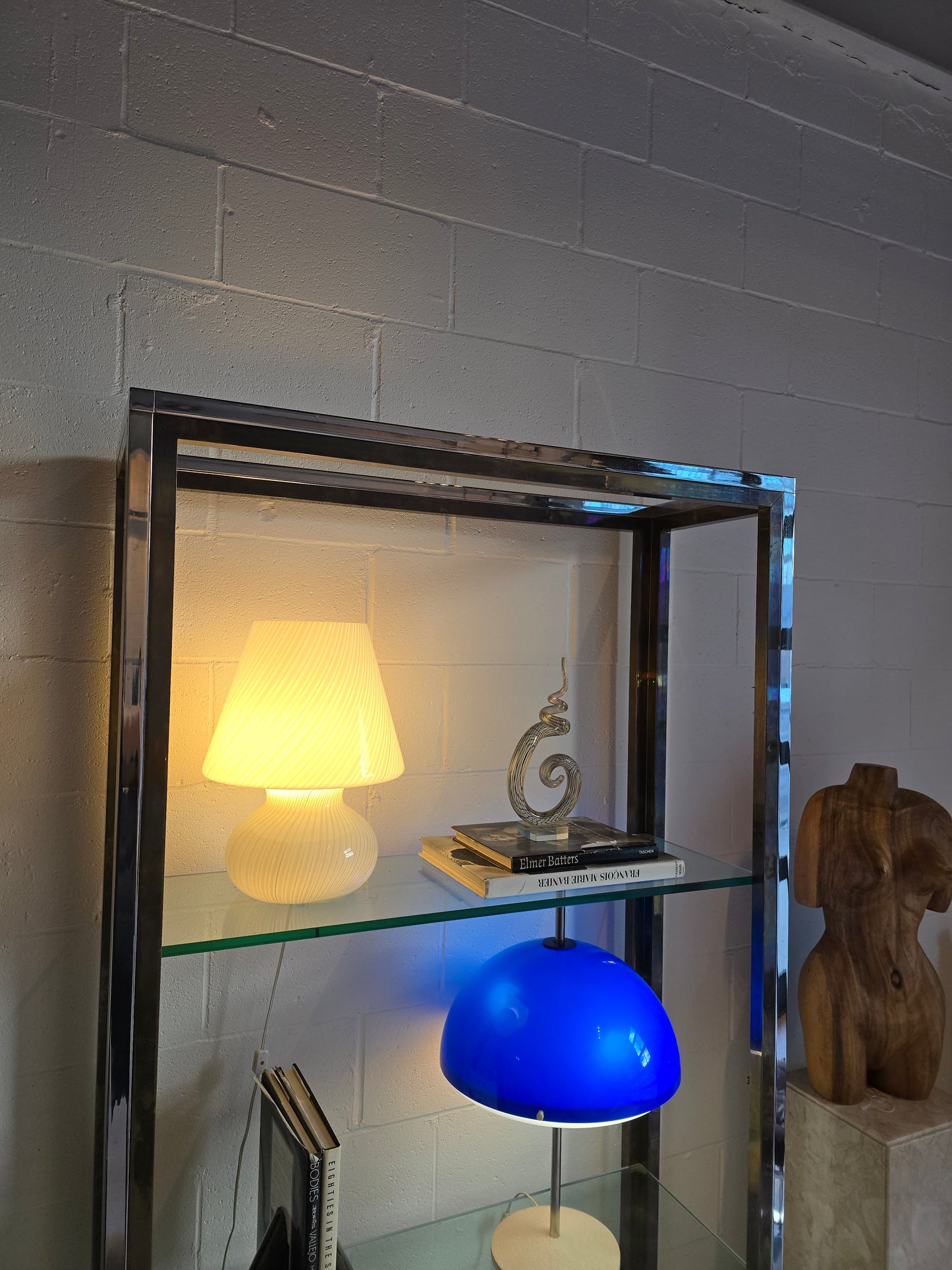 Chrome & Brass Shelving Unit Attr to Renato Zevi