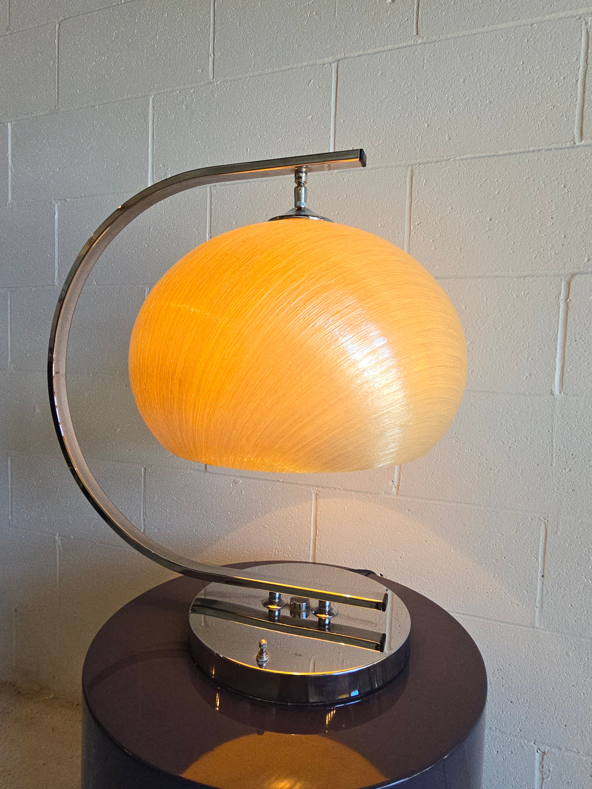 Unique 1970s Chrome and Fiberglass Table Lamp