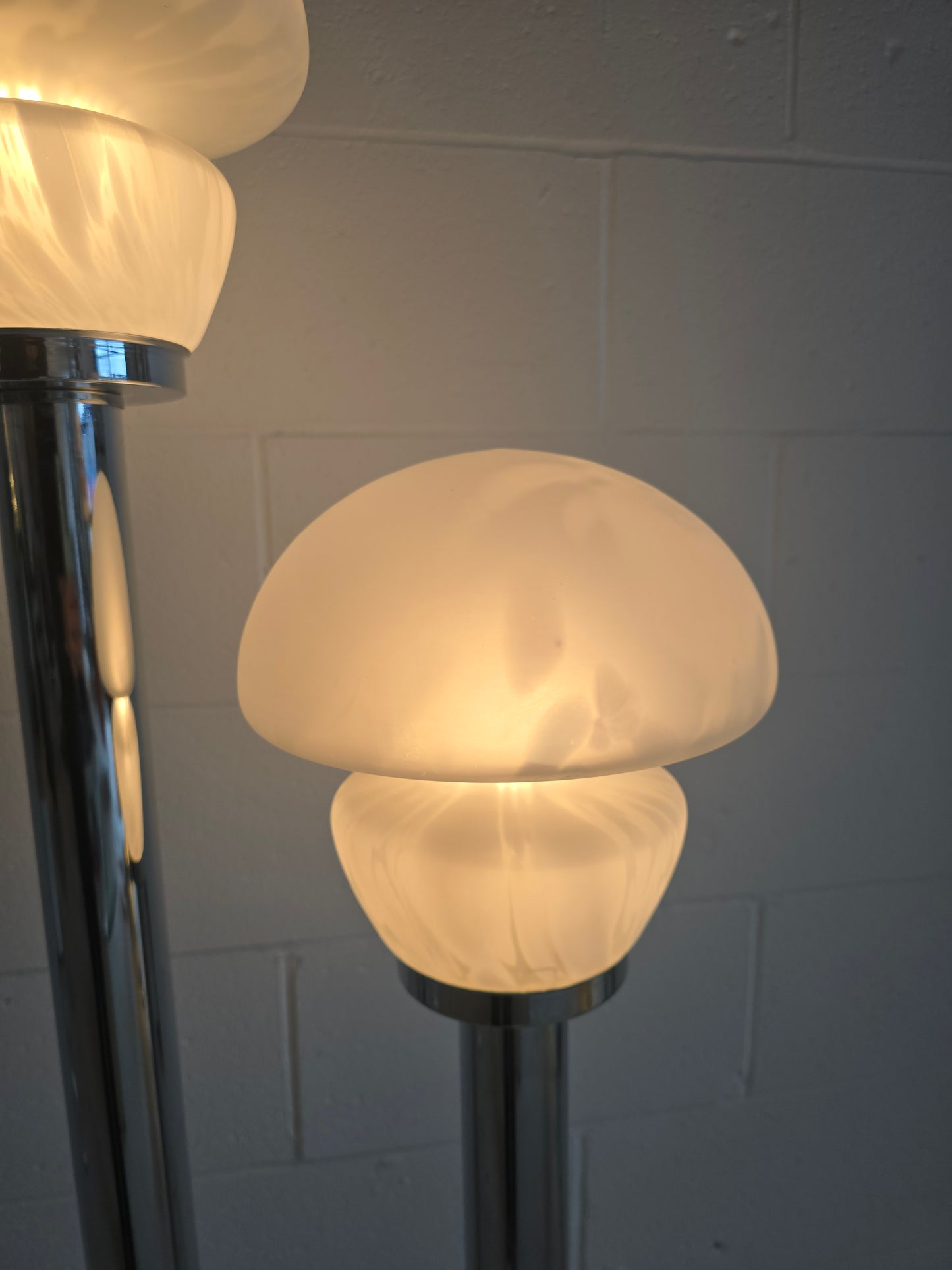 Tubular Chrome and Murano Glass Floor Lamp