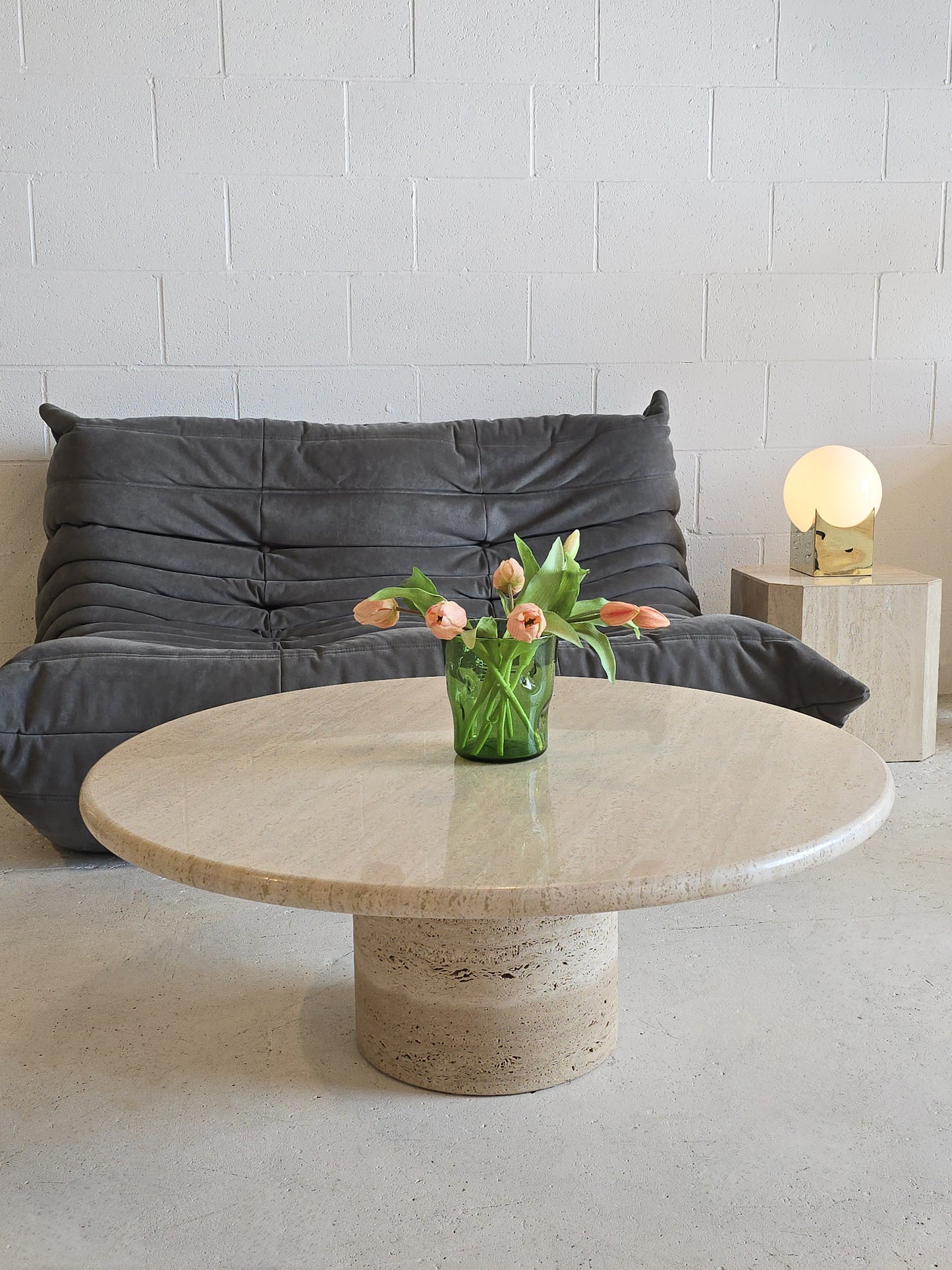 Round Travertine Coffee Table