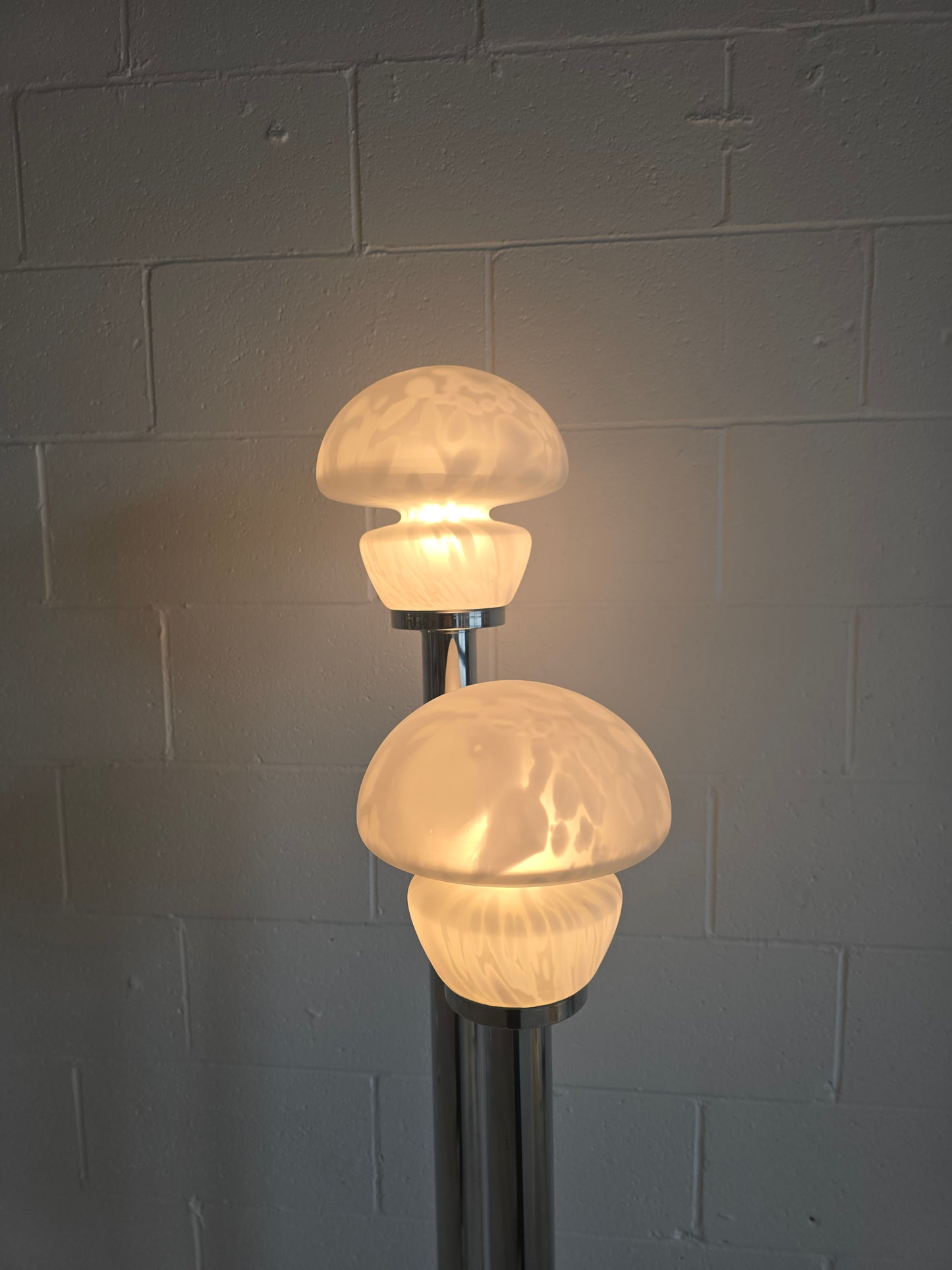 Tubular Chrome and Murano Glass Floor Lamp