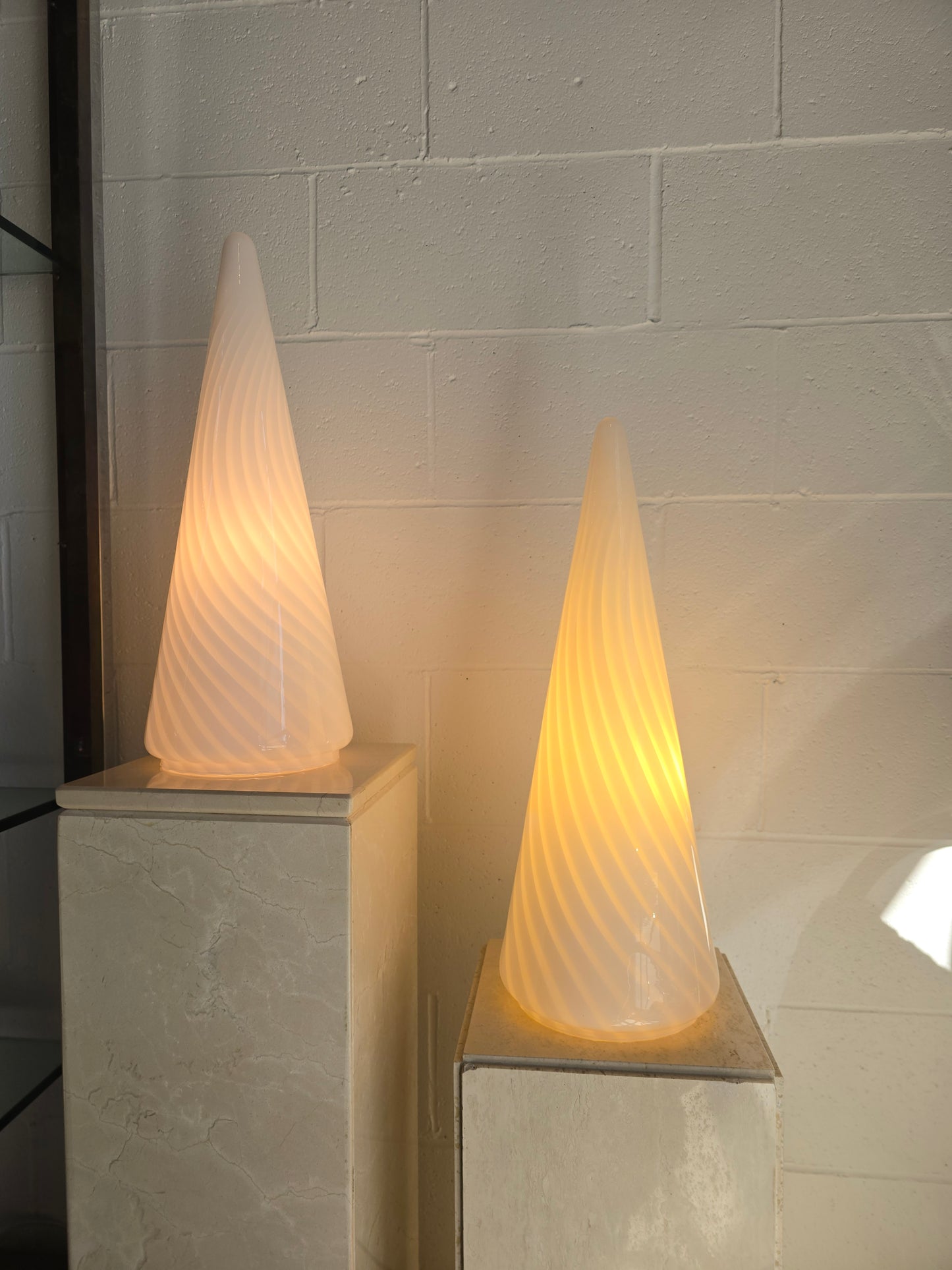 Conical Murano Art Glass Lamps