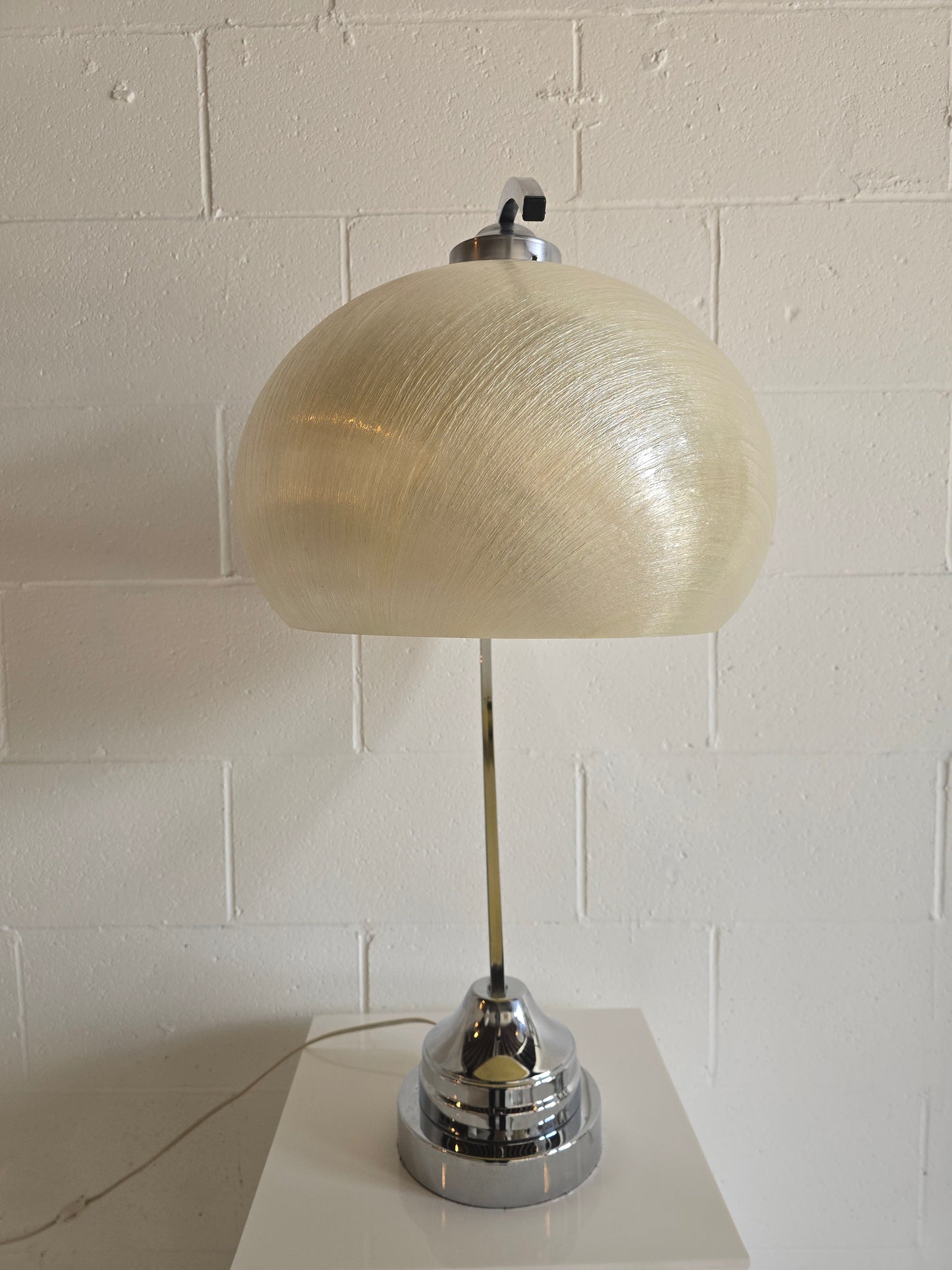 Arc Chrome & Fiberglass Table Lamp