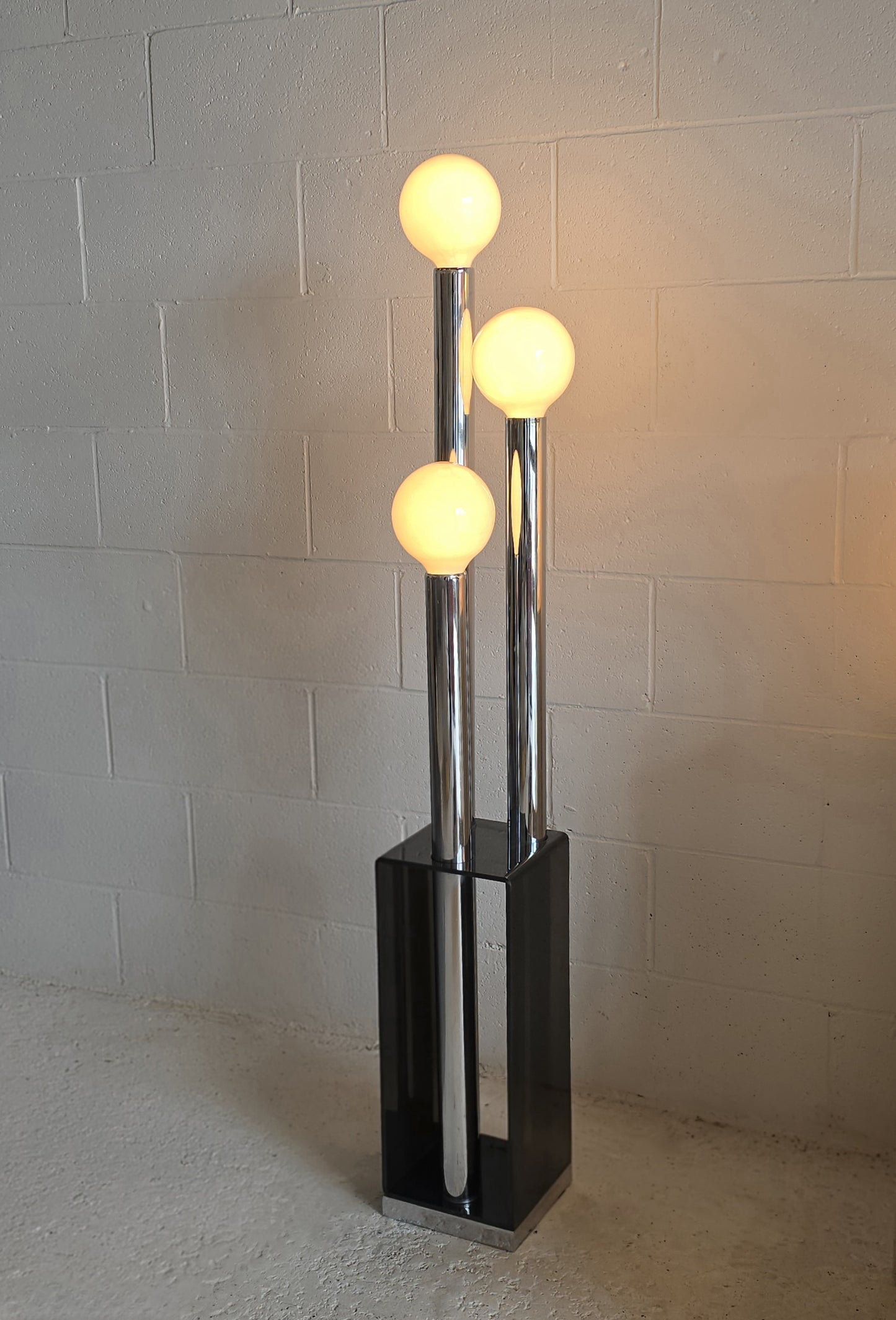 Tubular Chrome and Lucite Floor Lamp