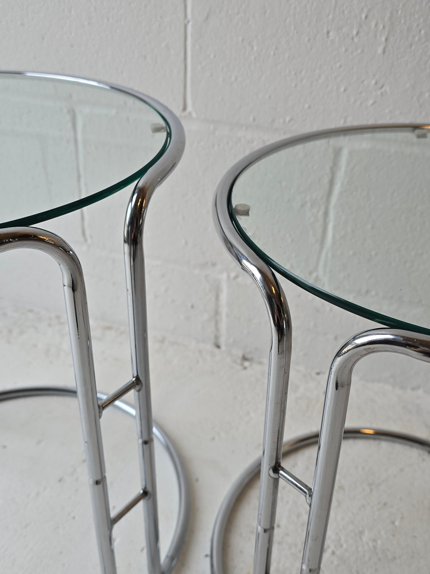 A pair of Chrome Nesting Tables