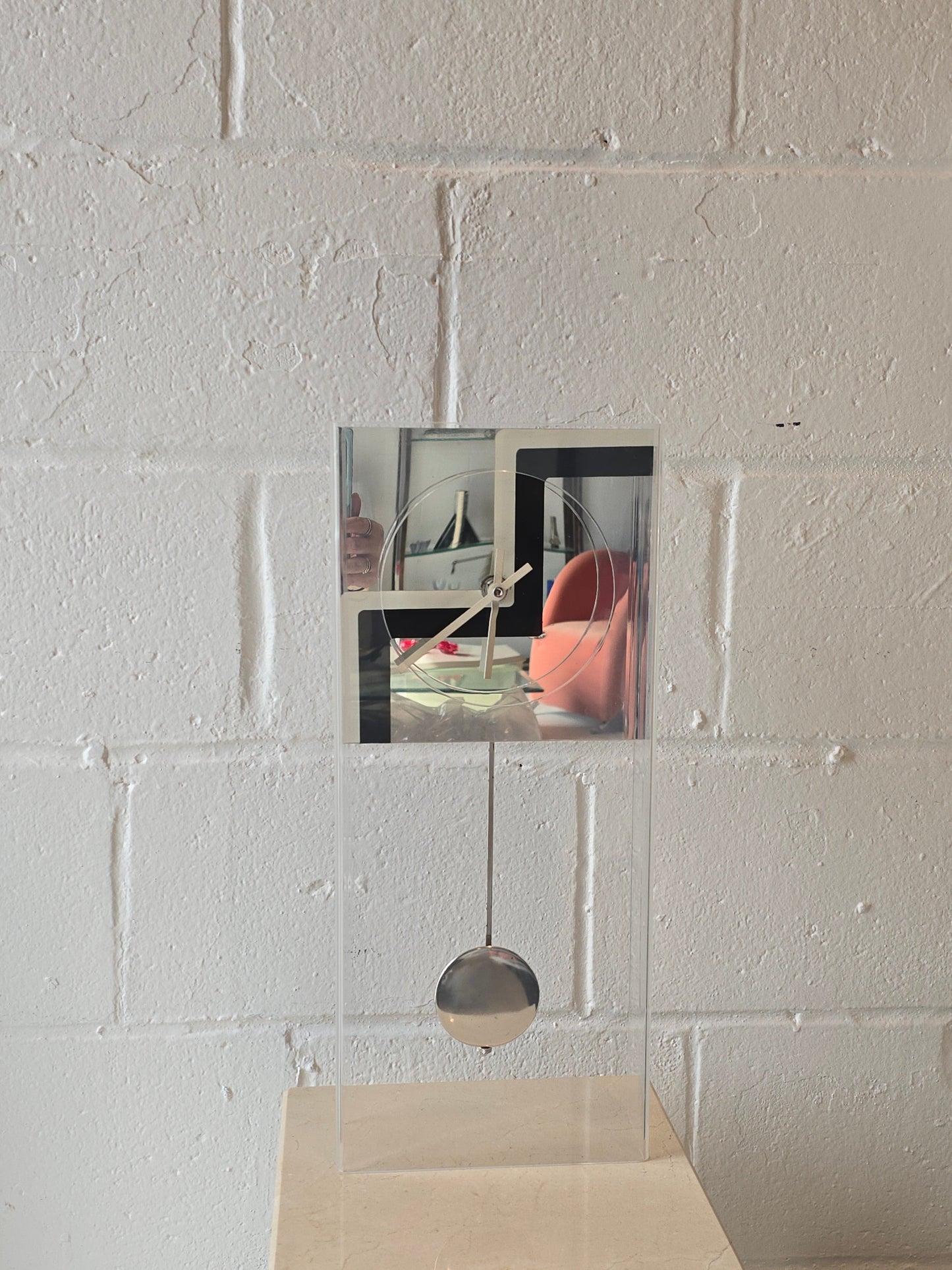 Mirrored Lucite Clock