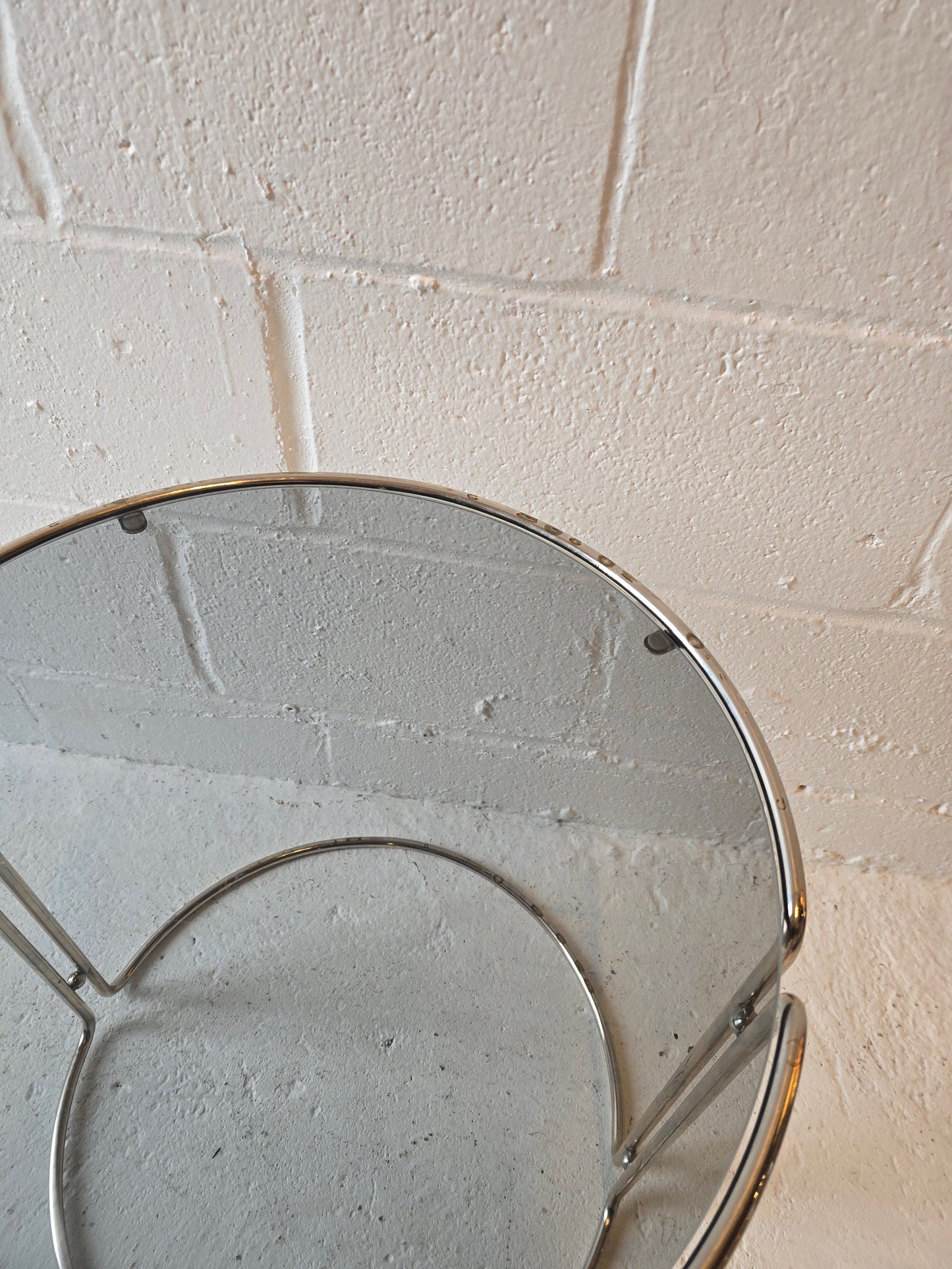 Light Brass and Glass Round Side Tables