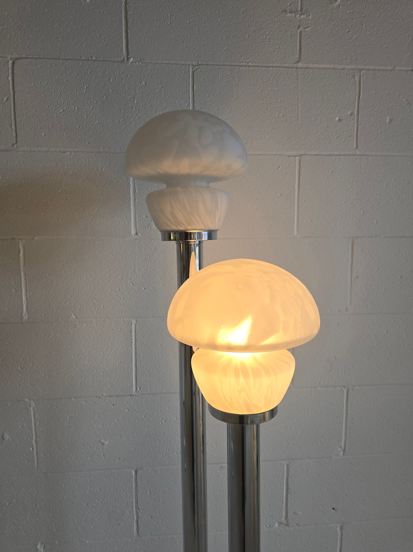 Tubular Chrome and Murano Glass Floor Lamp