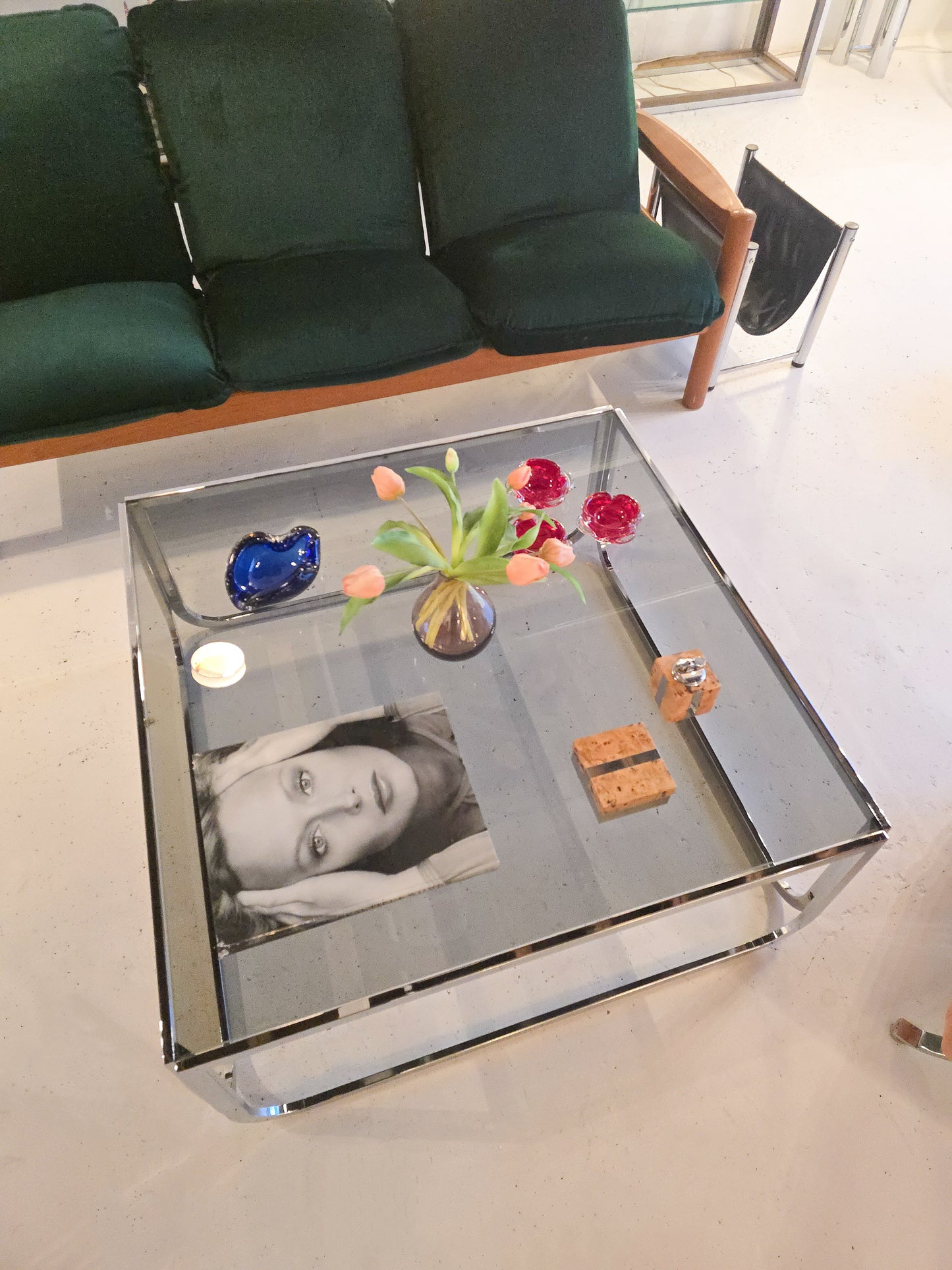 Chrome and Tinted Glass Coffee Table