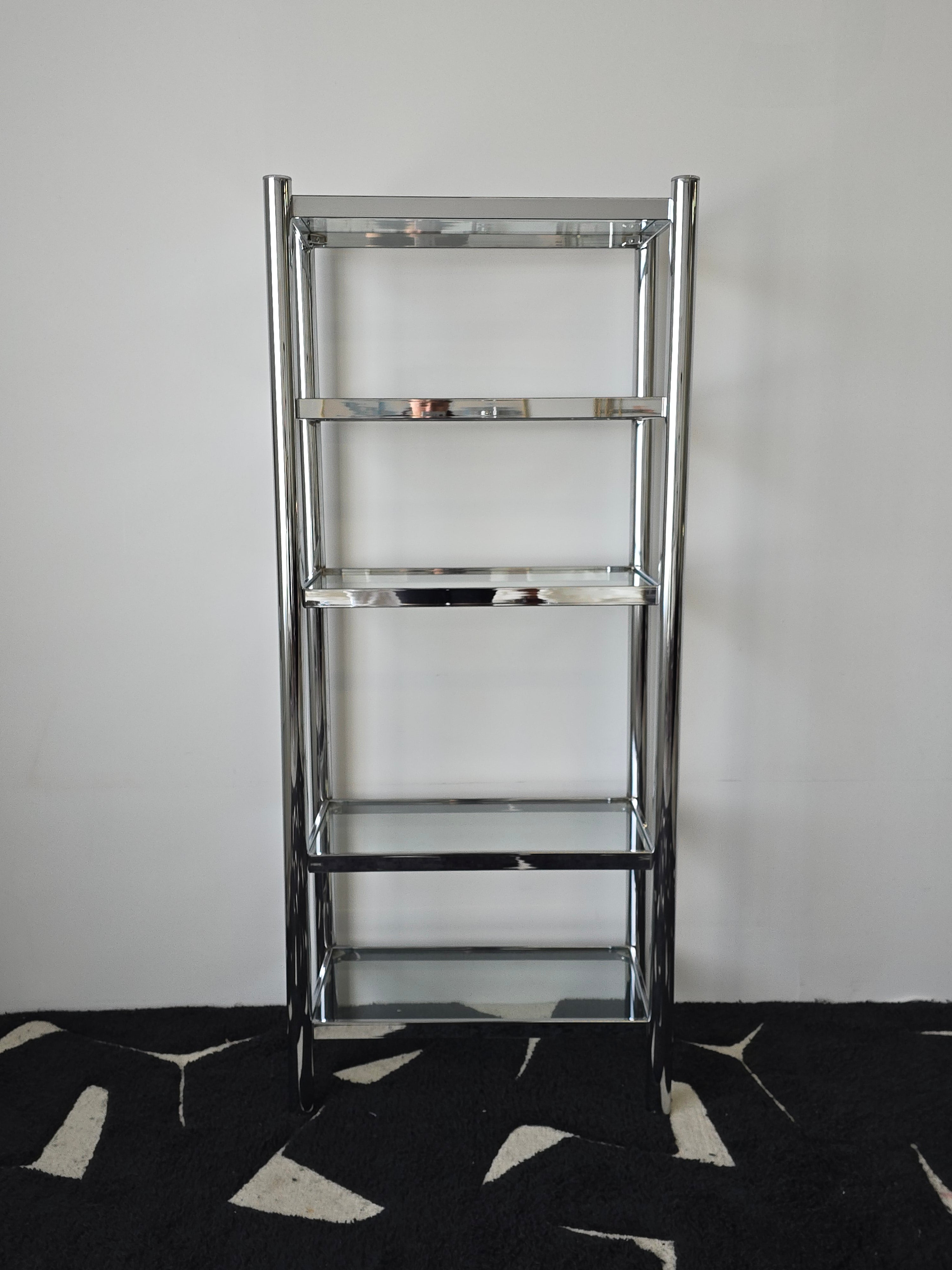 Tubular Chrome and Glass Shelving Unit – Studio Era