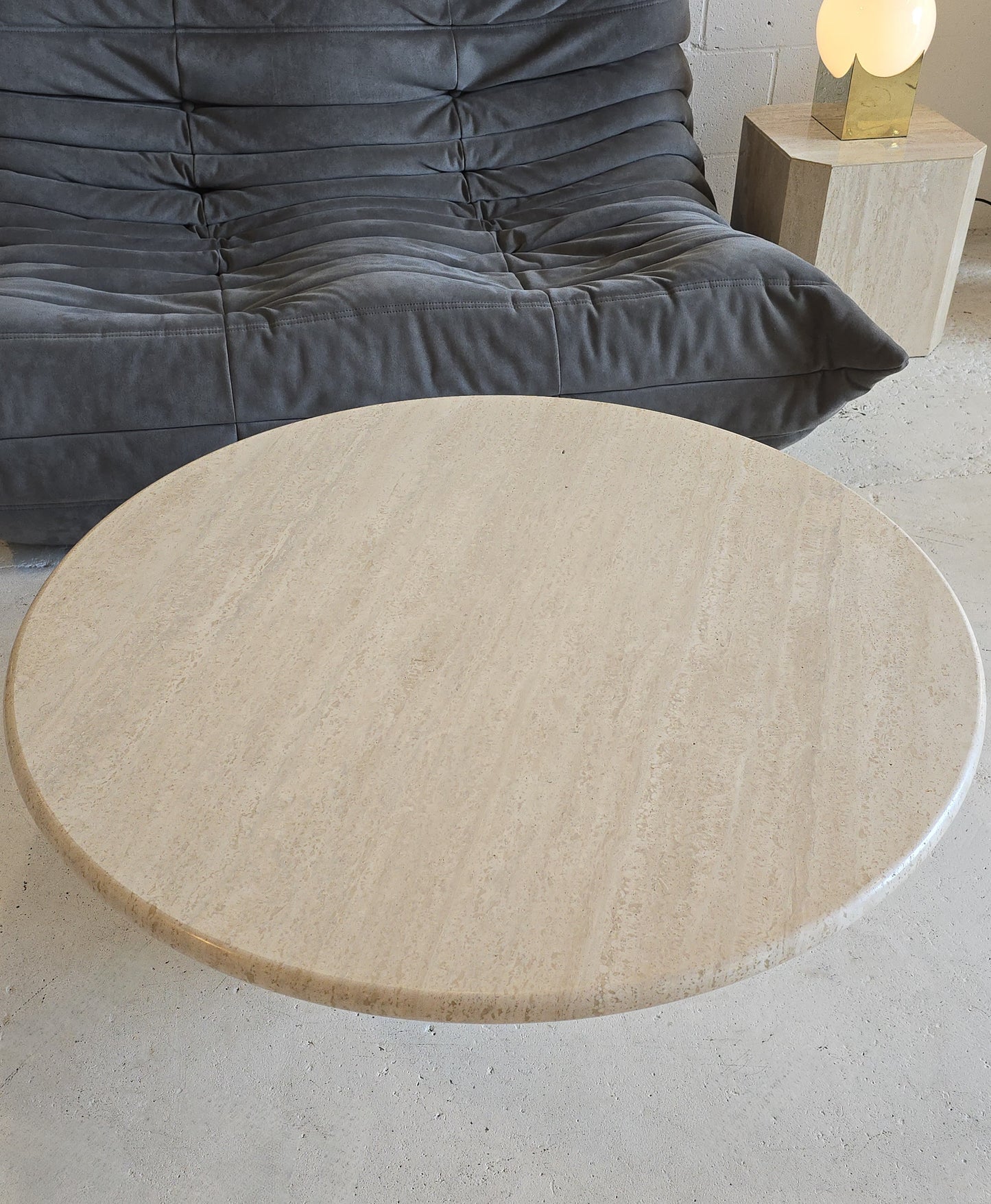 Round Travertine Coffee Table