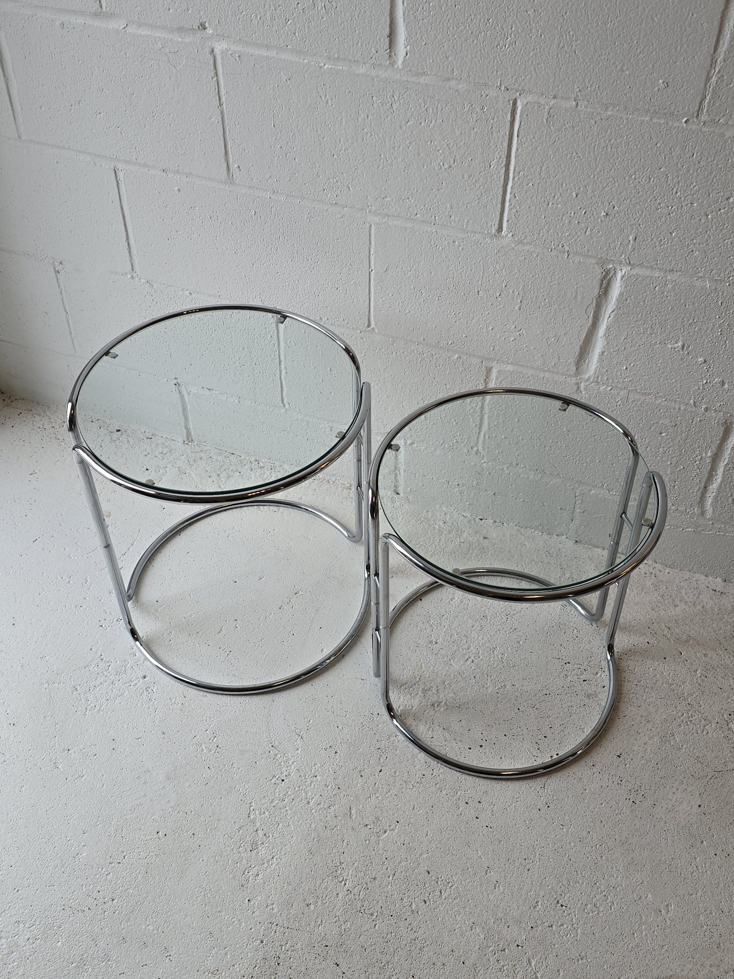 A pair of Chrome Nesting Tables