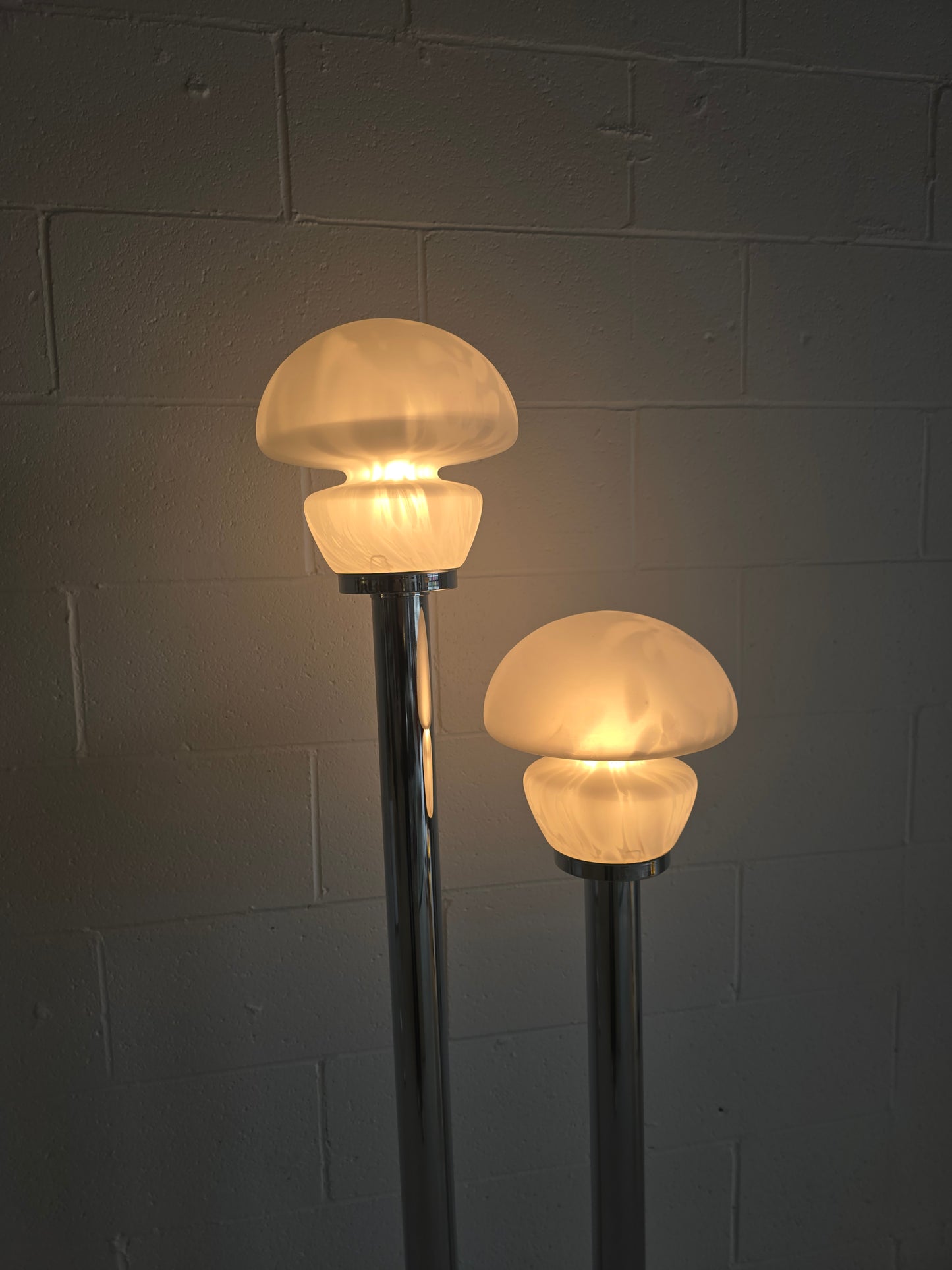 Tubular Chrome and Murano Glass Floor Lamp