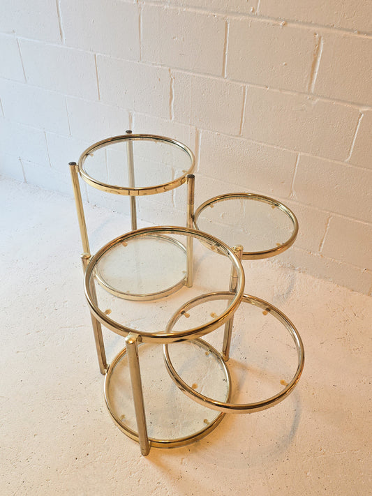 Brass and Glass Swivel Side Tables