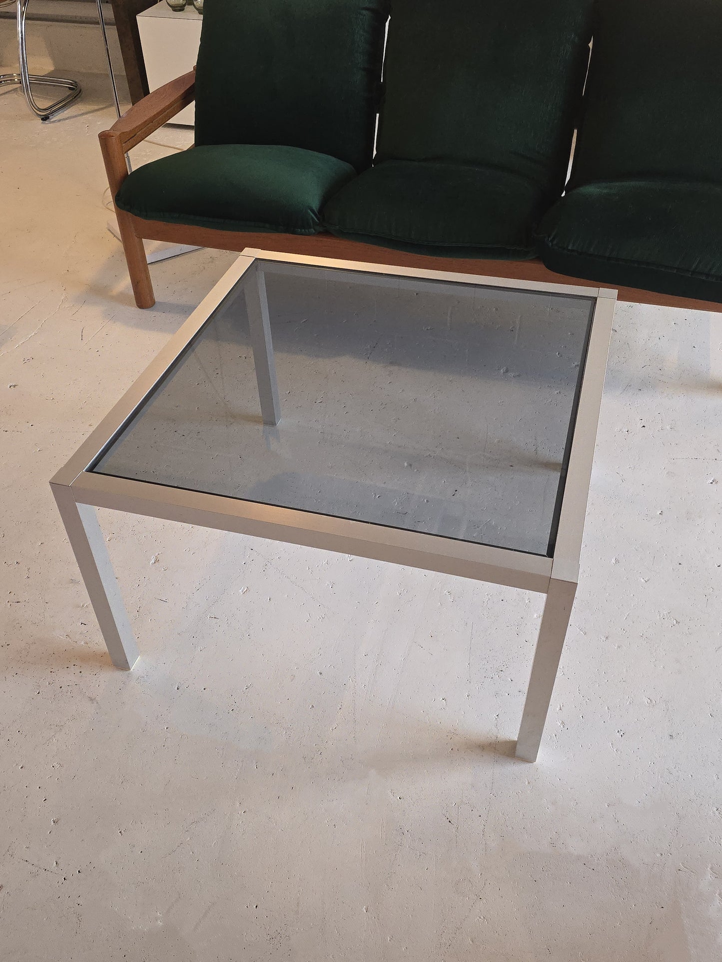 Metal and Tinted Glass Table