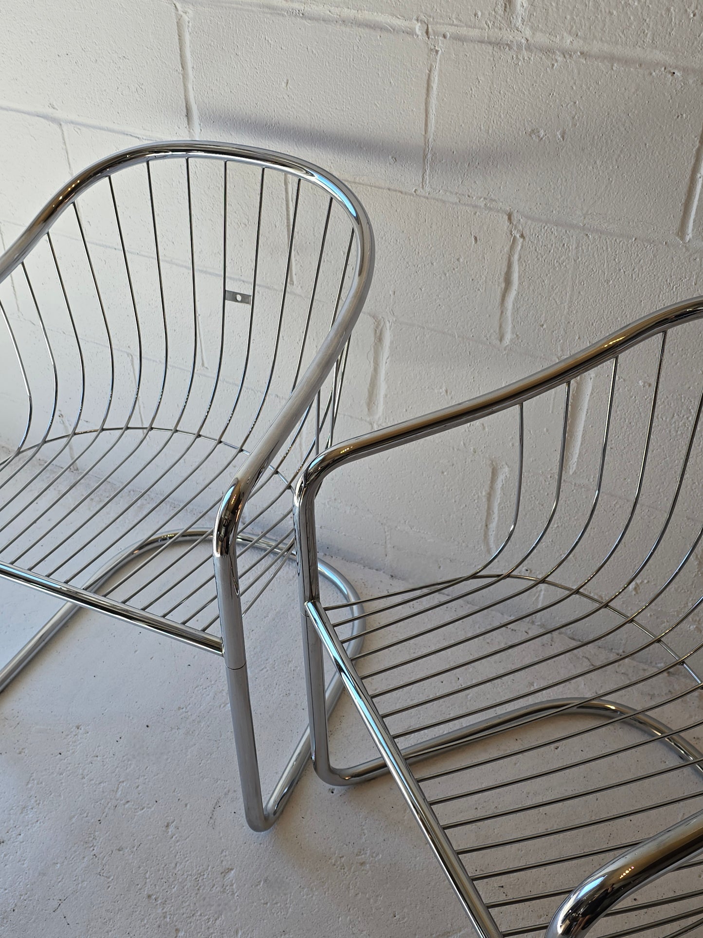 Cantilevered Chrome Chairs (One pair available)