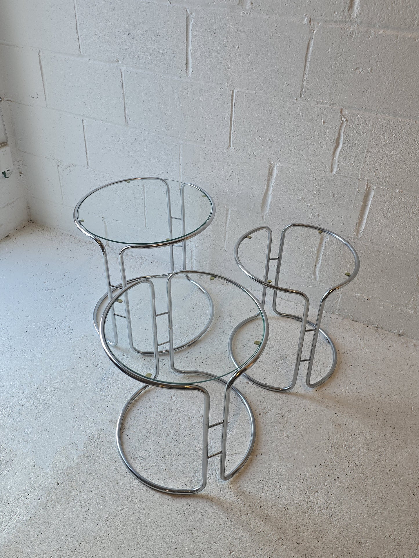 Chrome and Glass Nesting Tables