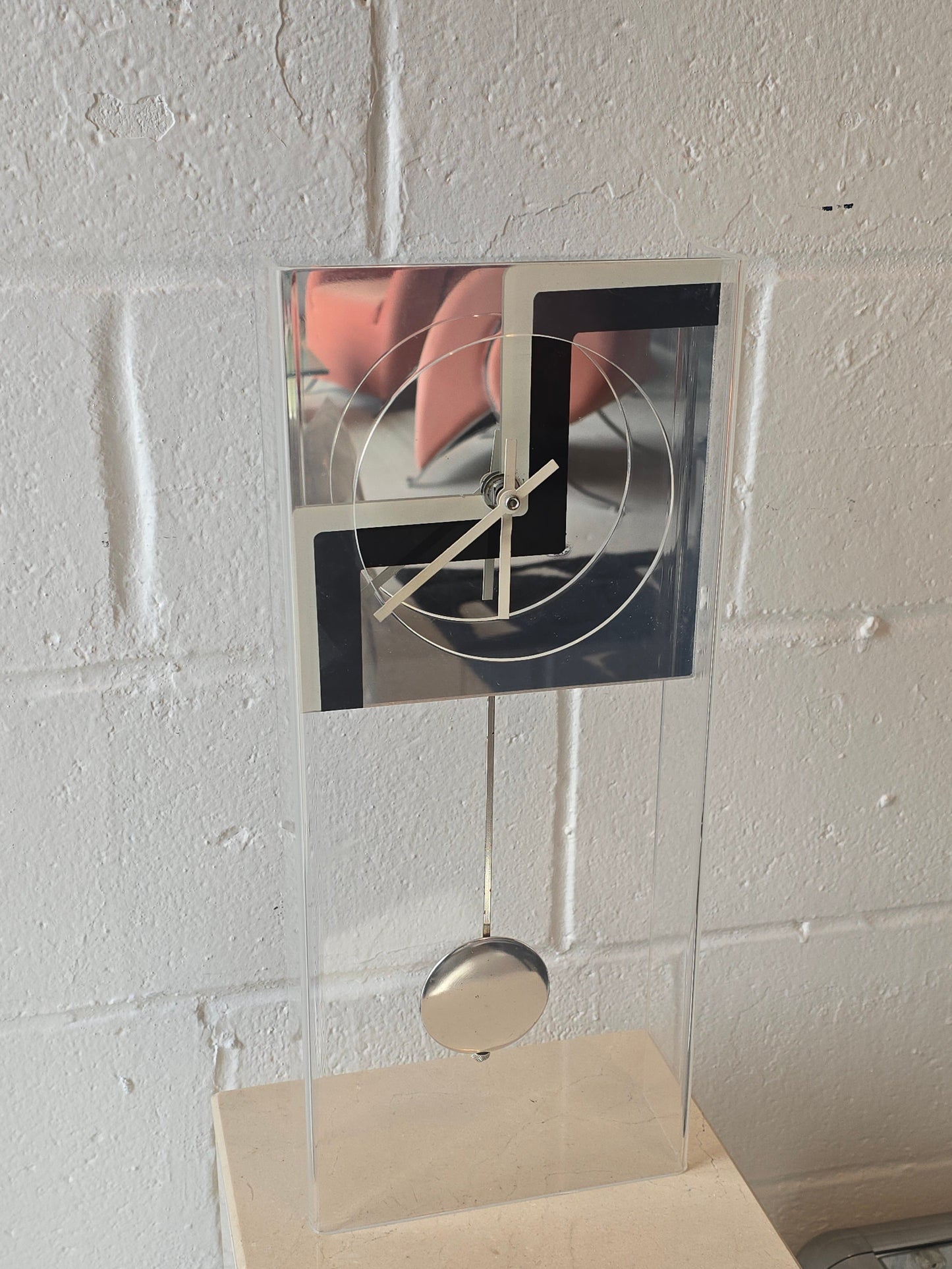 Mirrored Lucite Clock