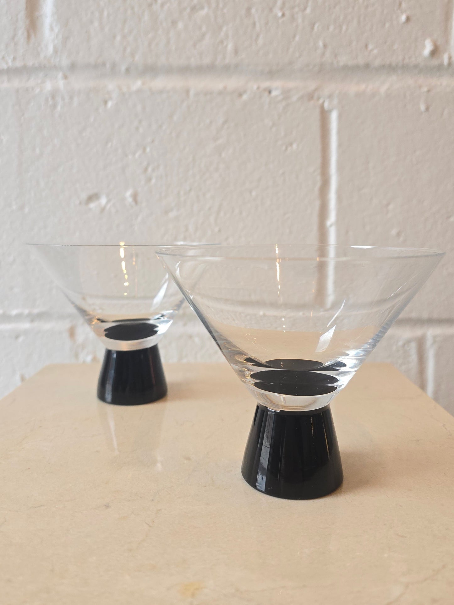 Clear & Black Martini Cocktail Glasses